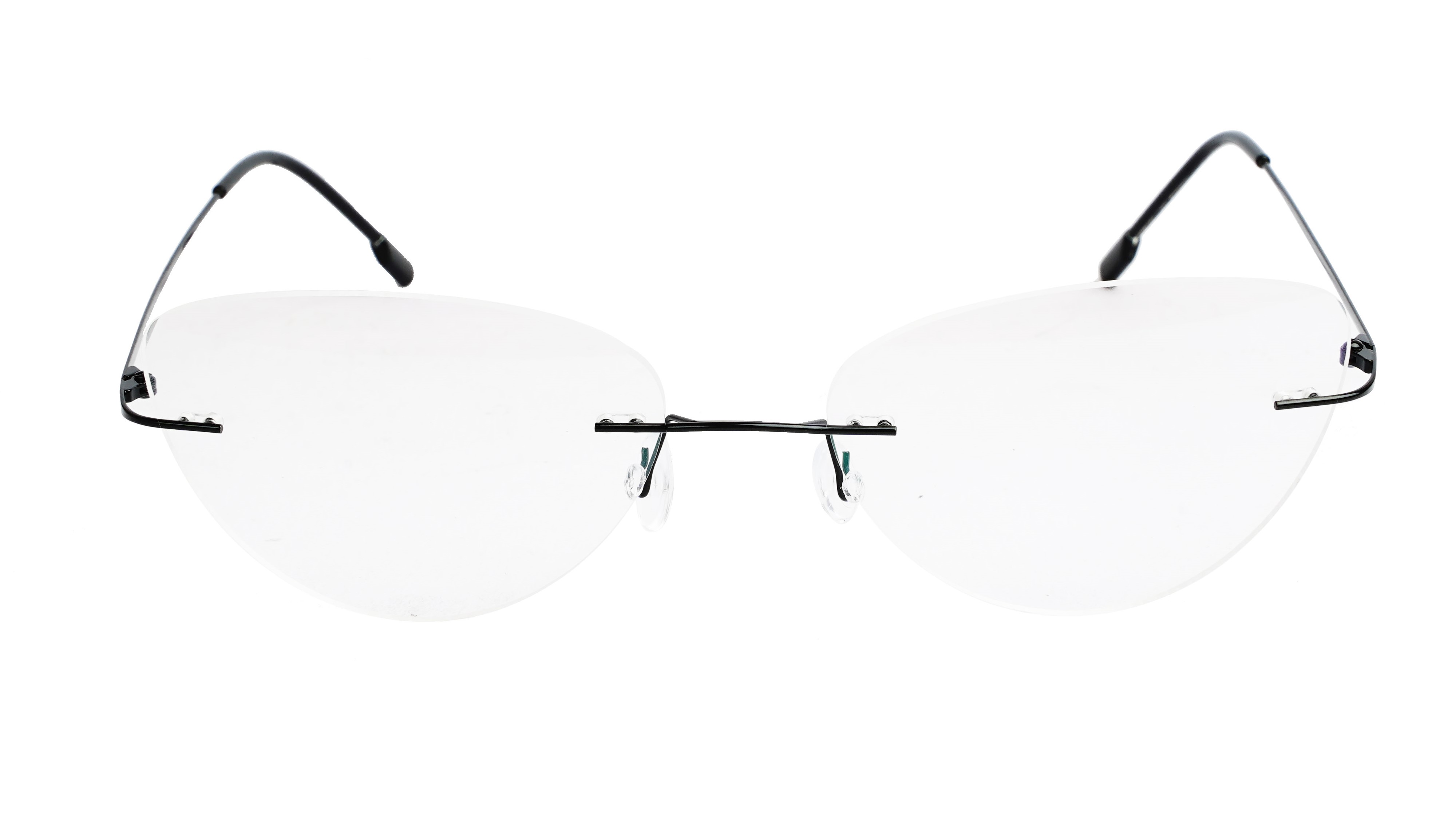 Soigné Female Medium Rimless Cat Eye Spectacle Frame.Grey Multi  Color Chain