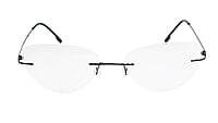 Soigné Female Medium Rimless Cat Eye Spectacle Frame.Grey Multi  Color Chain