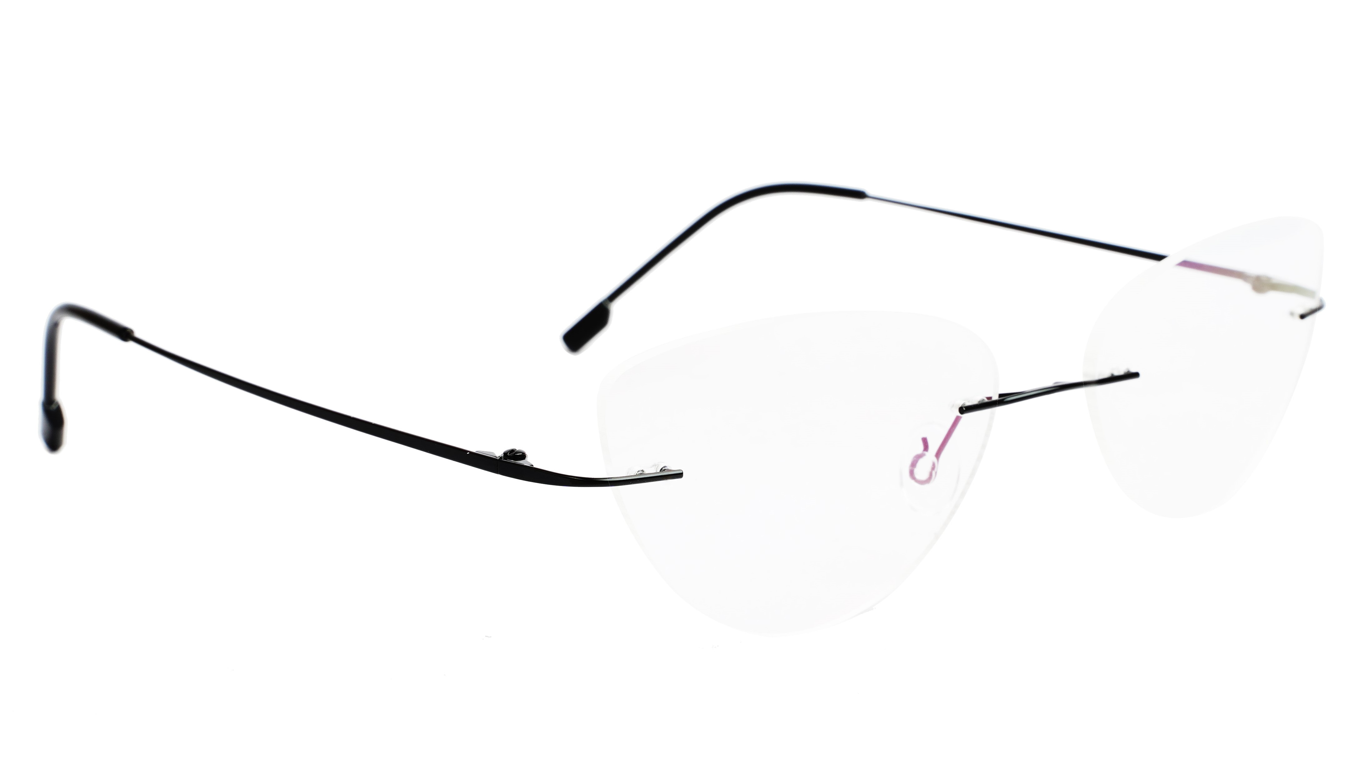 Soigné Female Medium Rimless Cat Eye Spectacle Frame.Grey Multi  Color Chain