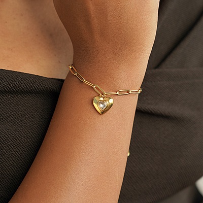 Heart Stone Link Chain