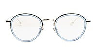 Round Medium Spectacle Frame For Girls&Women. Blue &Silver Frame