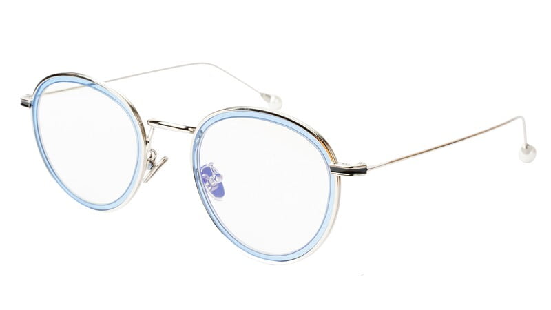 Round Medium Spectacle Frame For Girls&Women. Blue &Silver Frame Round Medium Spectacle Frame For Girls&Women. Blue &Silver Frame