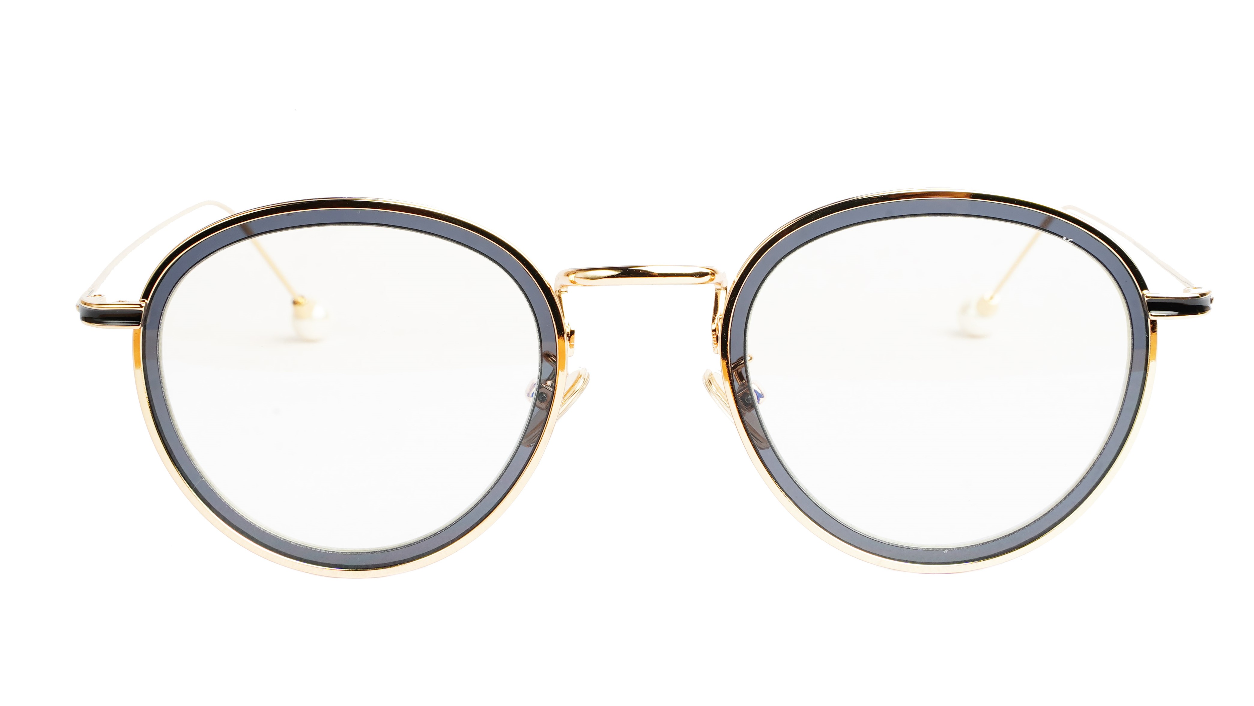 Round Medium Spectacle Frame For Girls&Women. Black &Gold Frame