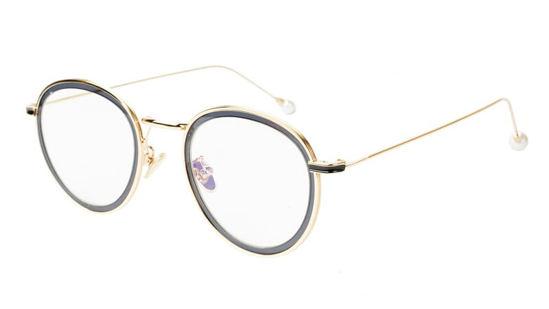 Round Medium Spectacle Frame For Girls&Women. Black &Gold Frame Round Medium Spectacle Frame For Girls&Women. Black &Gold Frame