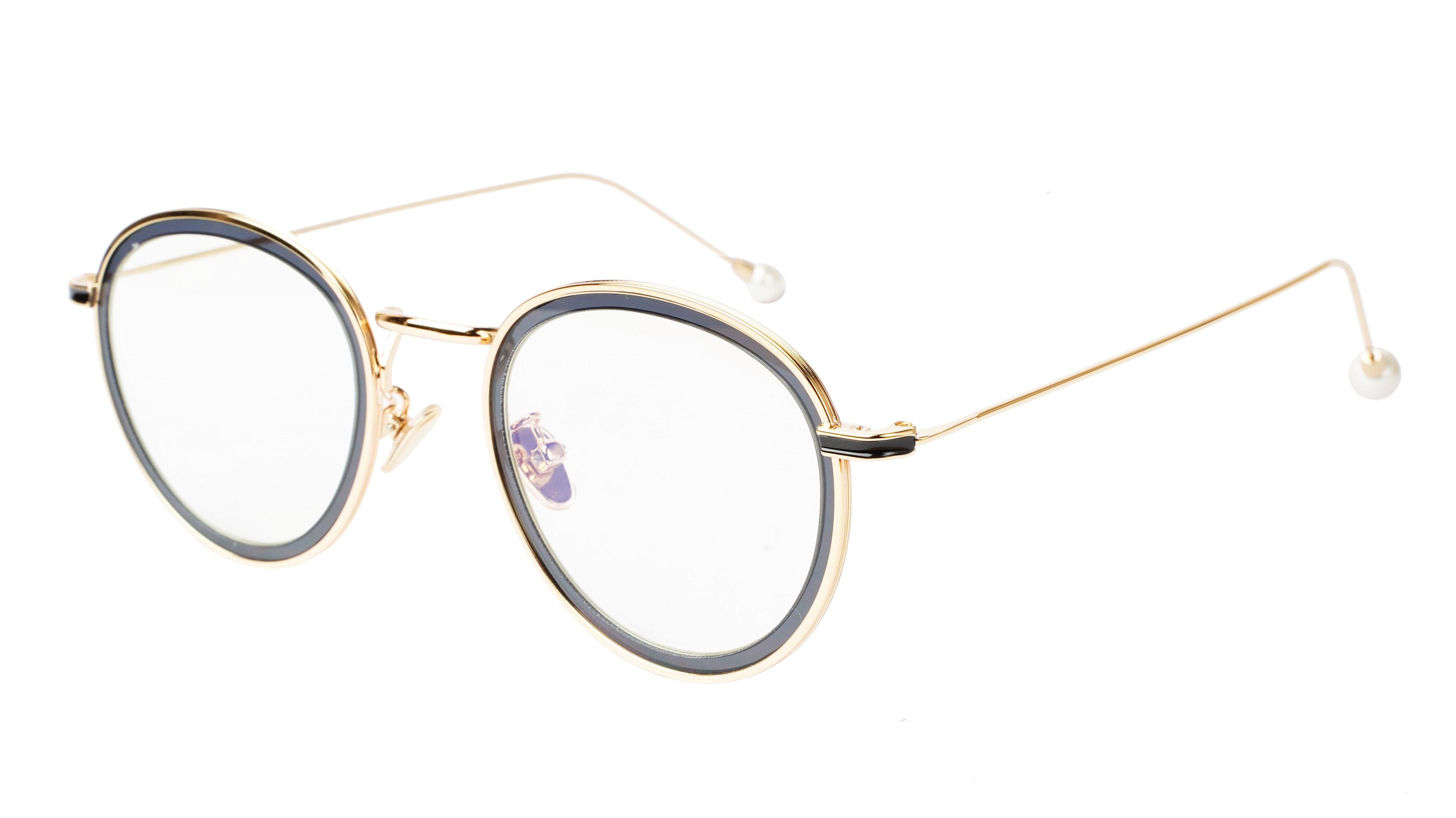 Round Medium Spectacle Frame For Girls&Women. Black &Gold Frame