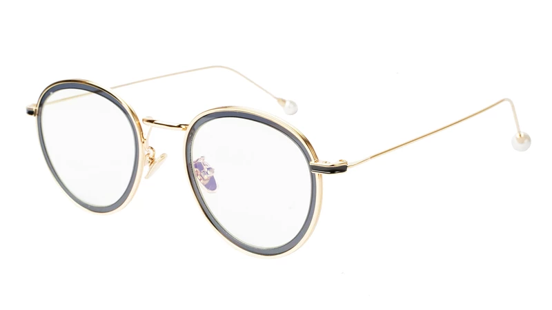 Round Medium Spectacle Frame For Girls&Women. Black &Gold Frame
