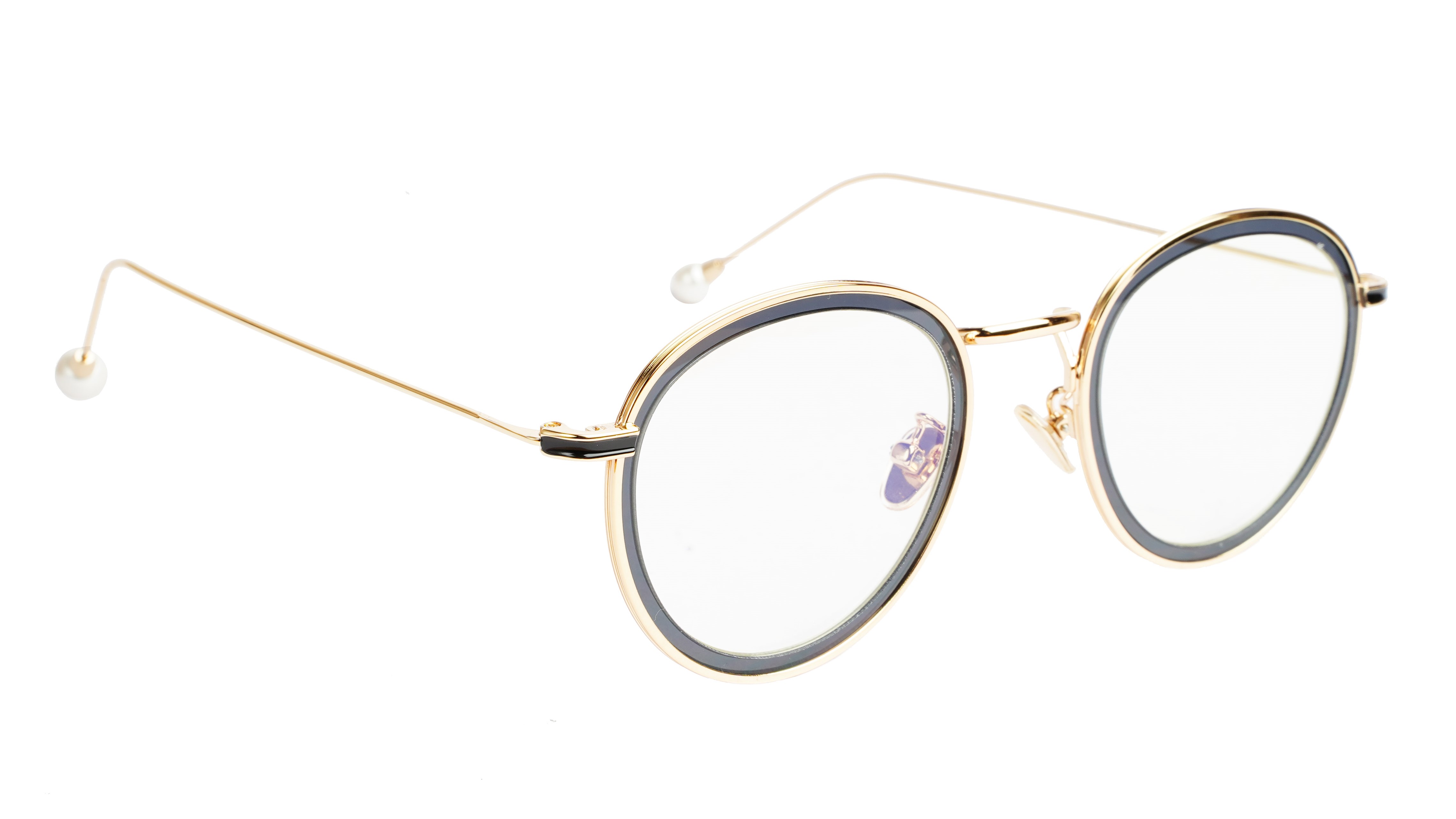 Round Medium Spectacle Frame For Girls&Women. Black &Gold Frame