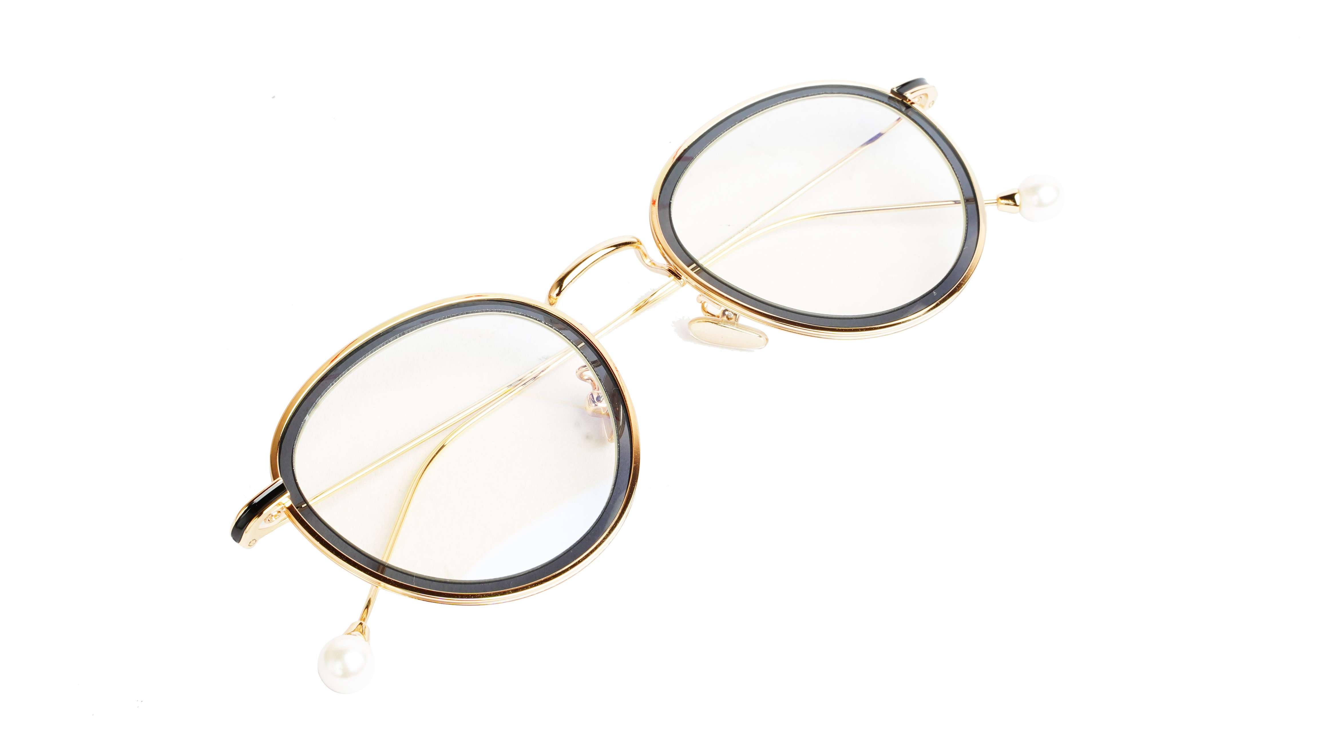 Round Medium Spectacle Frame For Girls&Women. Black &Gold Frame