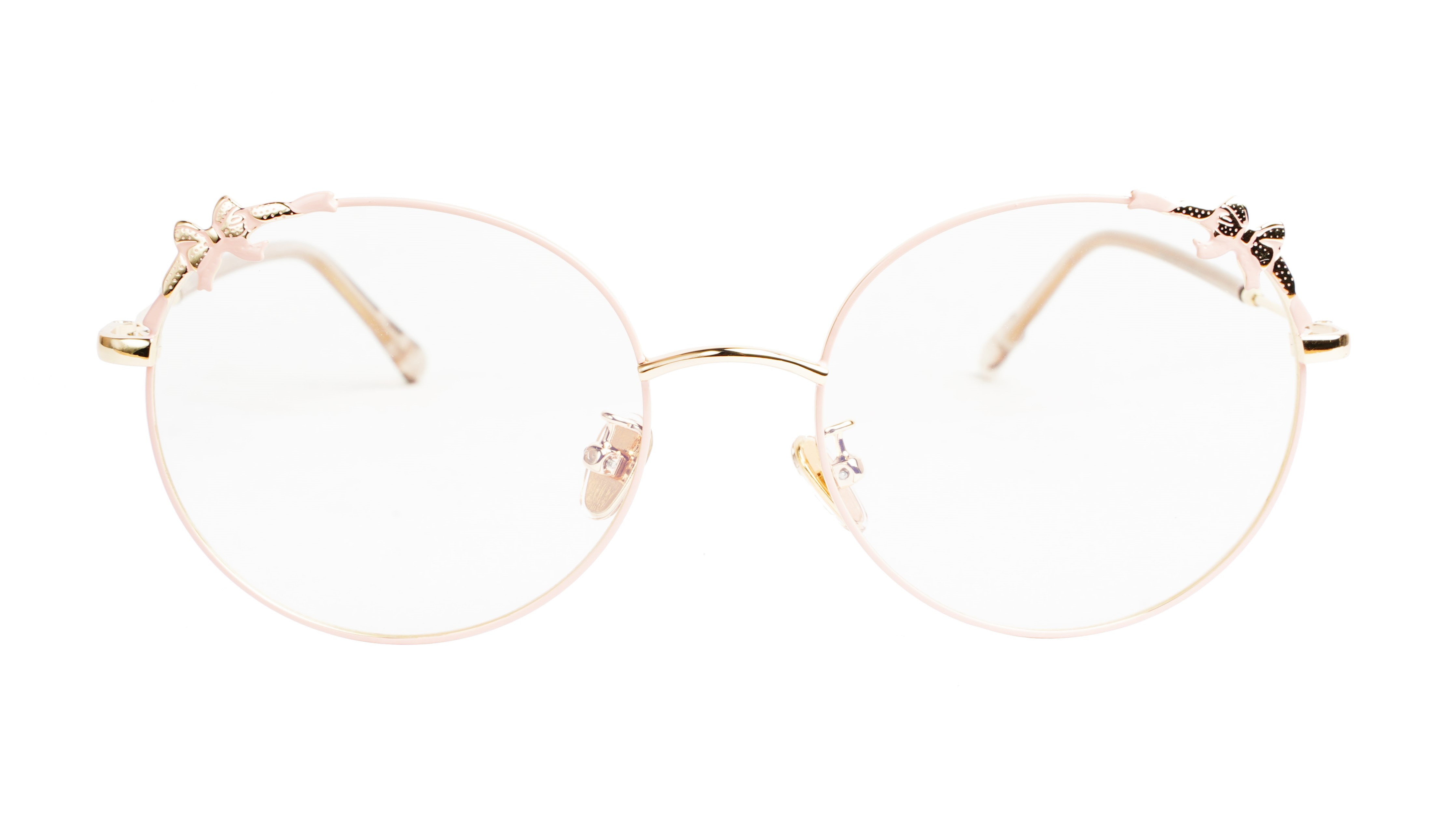 Girls & Women Round Medium Spectacle Frame. Pink & Gold Frame