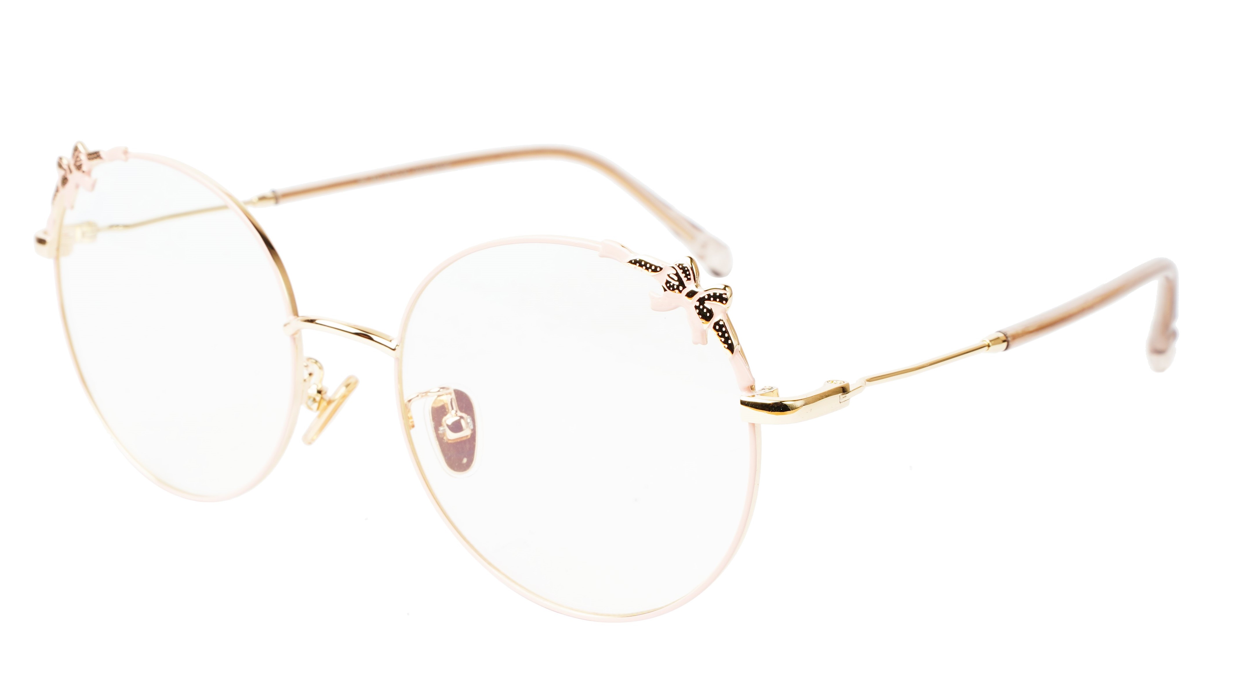 Girls & Women Round Medium Spectacle Frame. Pink & Gold Frame