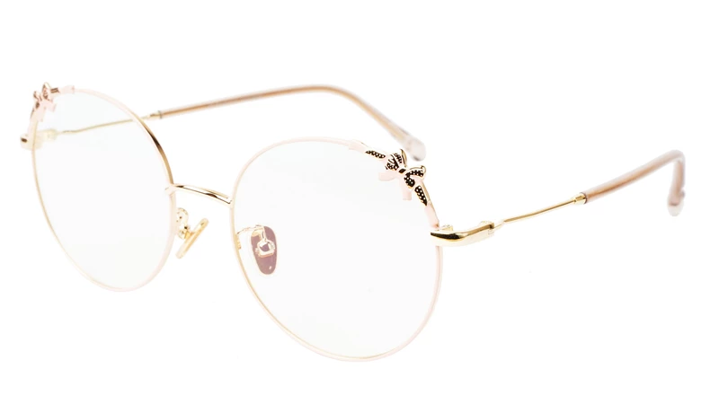 Girls & Women Round Medium Spectacle Frame. Pink & Gold Frame
