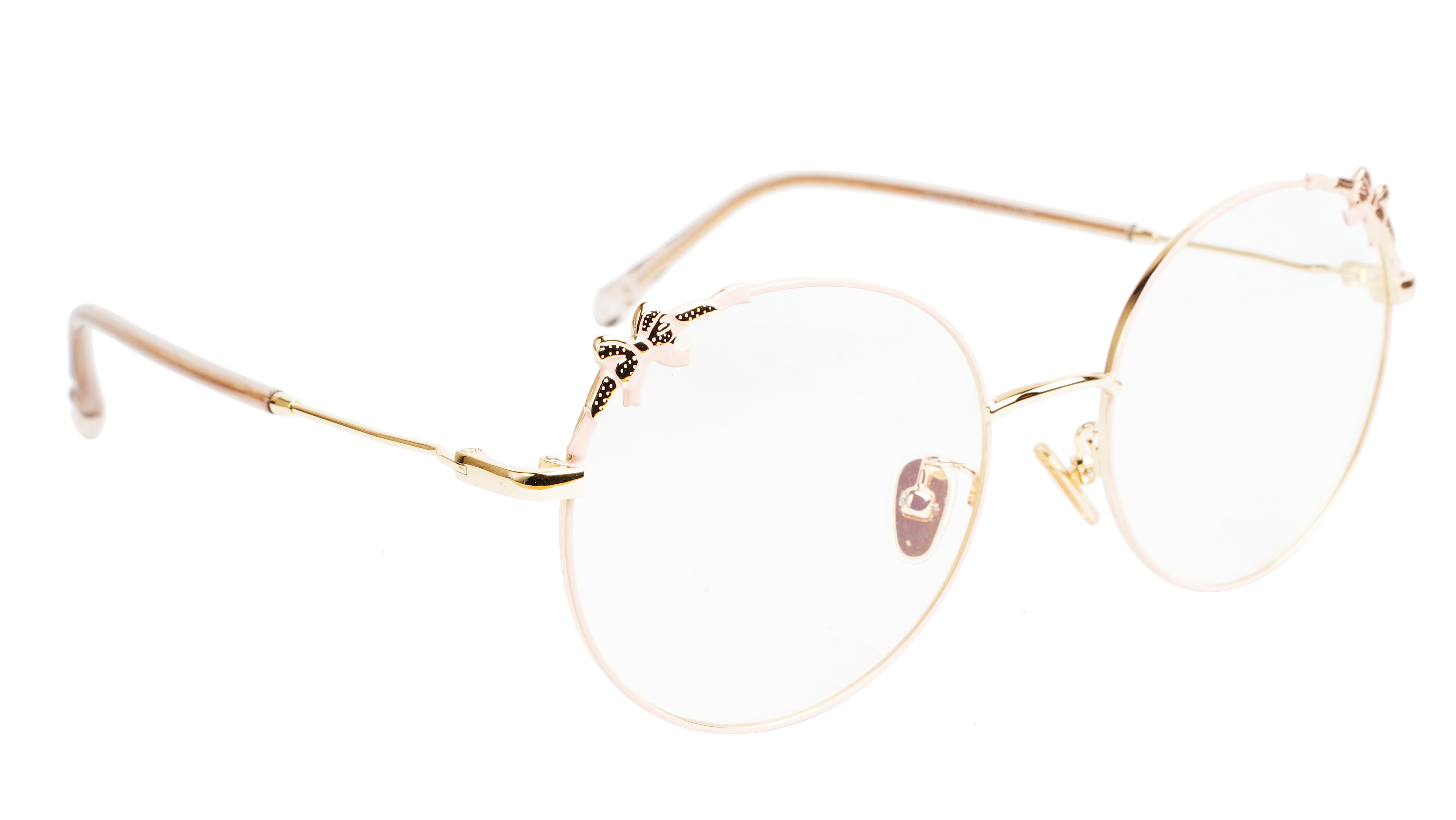 Girls & Women Round Medium Spectacle Frame. Pink & Gold Frame