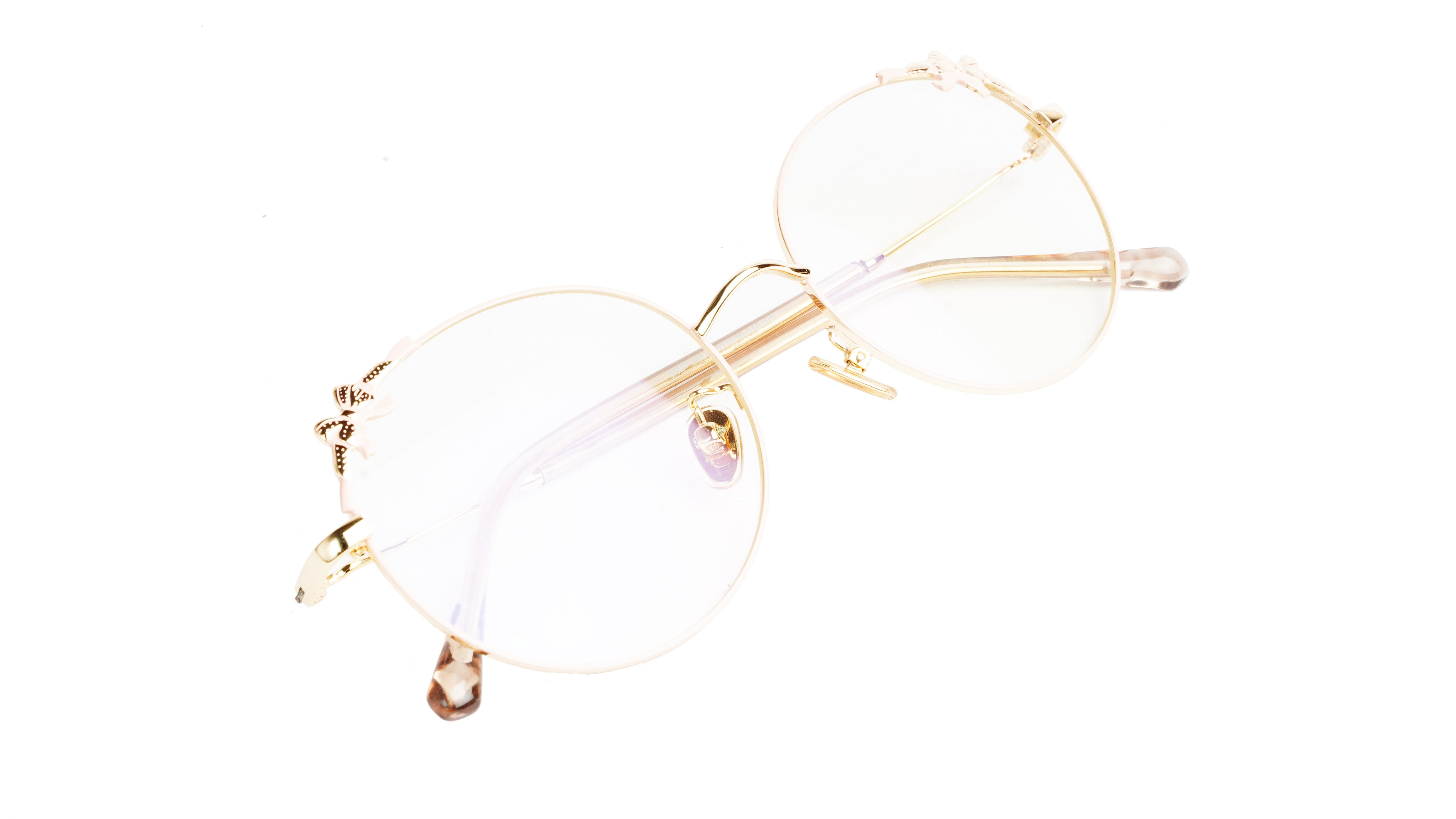 Girls & Women Round Medium Spectacle Frame. Pink & Gold Frame