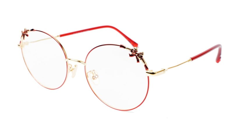Girls & Women Round Medium Spectacle Frame. Red & Gold Frame Girls & Women Round Medium Spectacle Frame. Red & Gold Frame