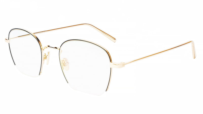 Unisex Medium Half Rim Round Spectacle Frame. Black &Golden Frame Unisex Medium Half Rim Round Spectacle Frame. Black &Golden Frame