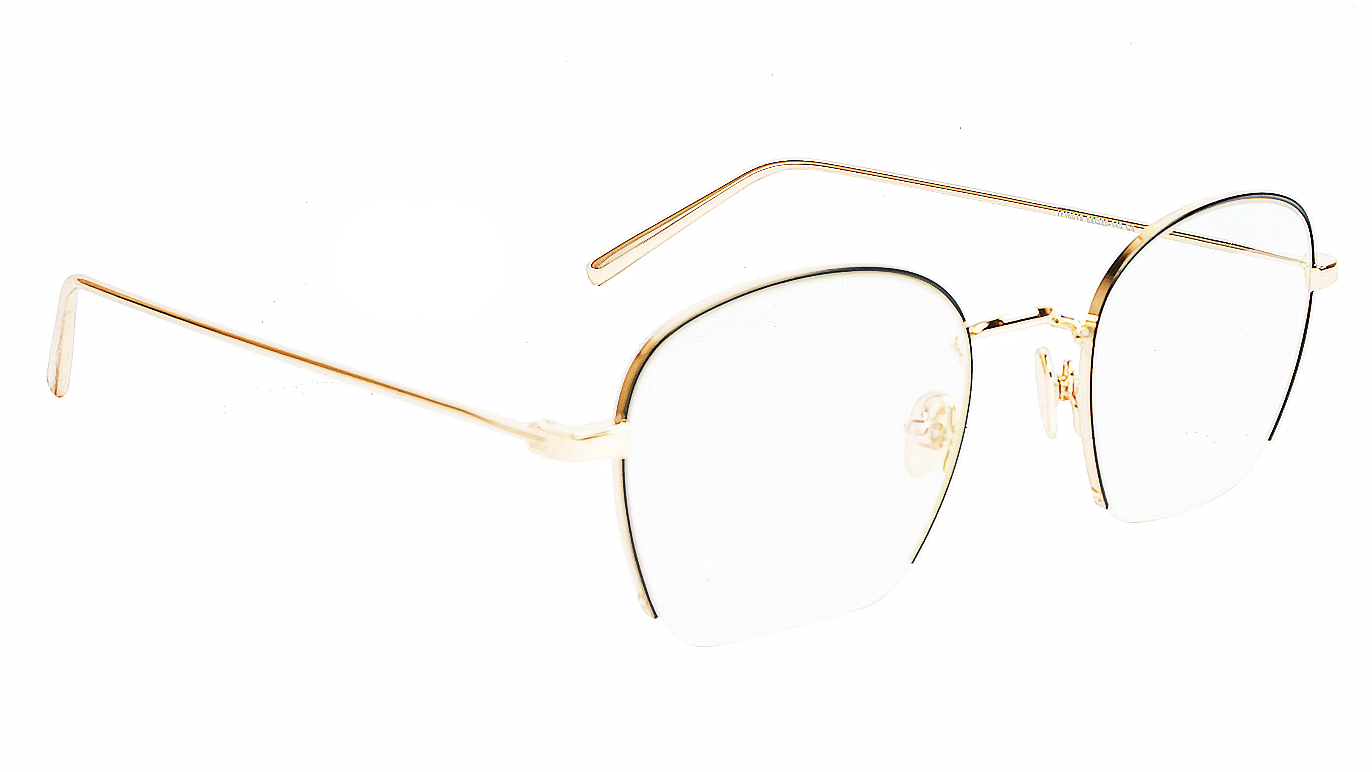 Unisex Medium Half Rim Round Spectacle Frame. Black &Golden Frame