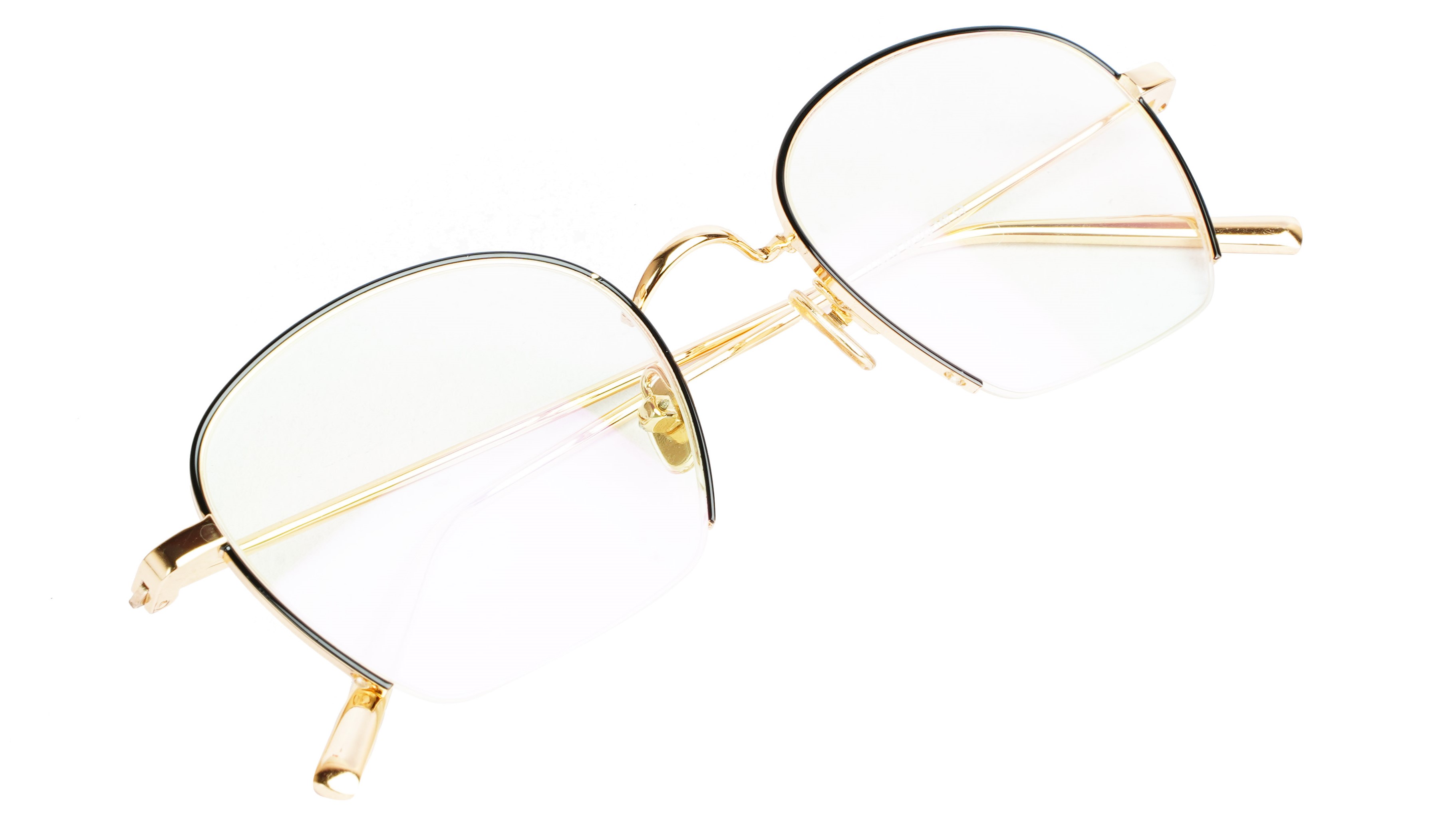 Unisex Medium Half Rim Round Spectacle Frame. Black &Golden Frame