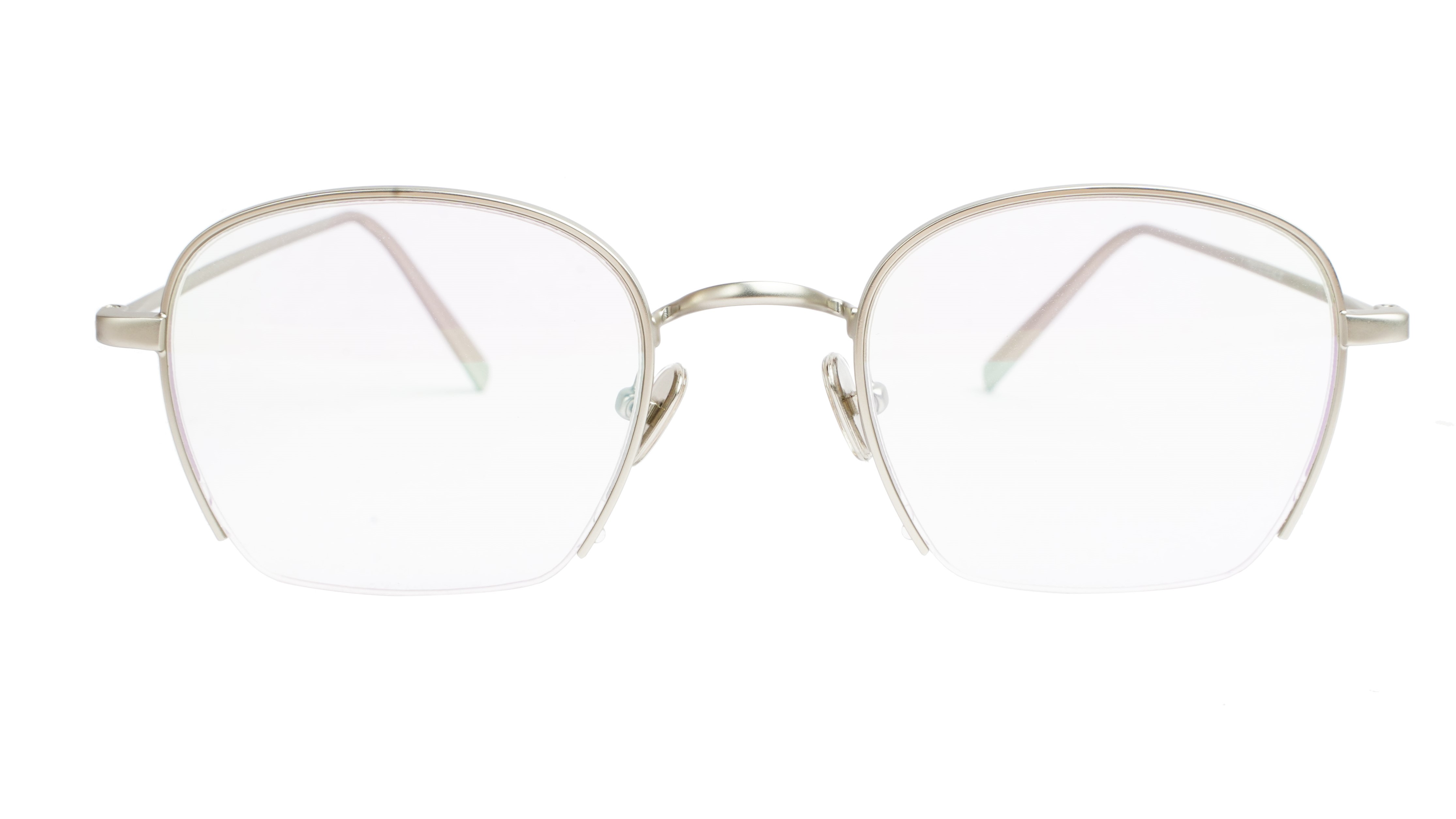 Unisex Medium Half Rim Round Spectacle Frame. Silver Frame
