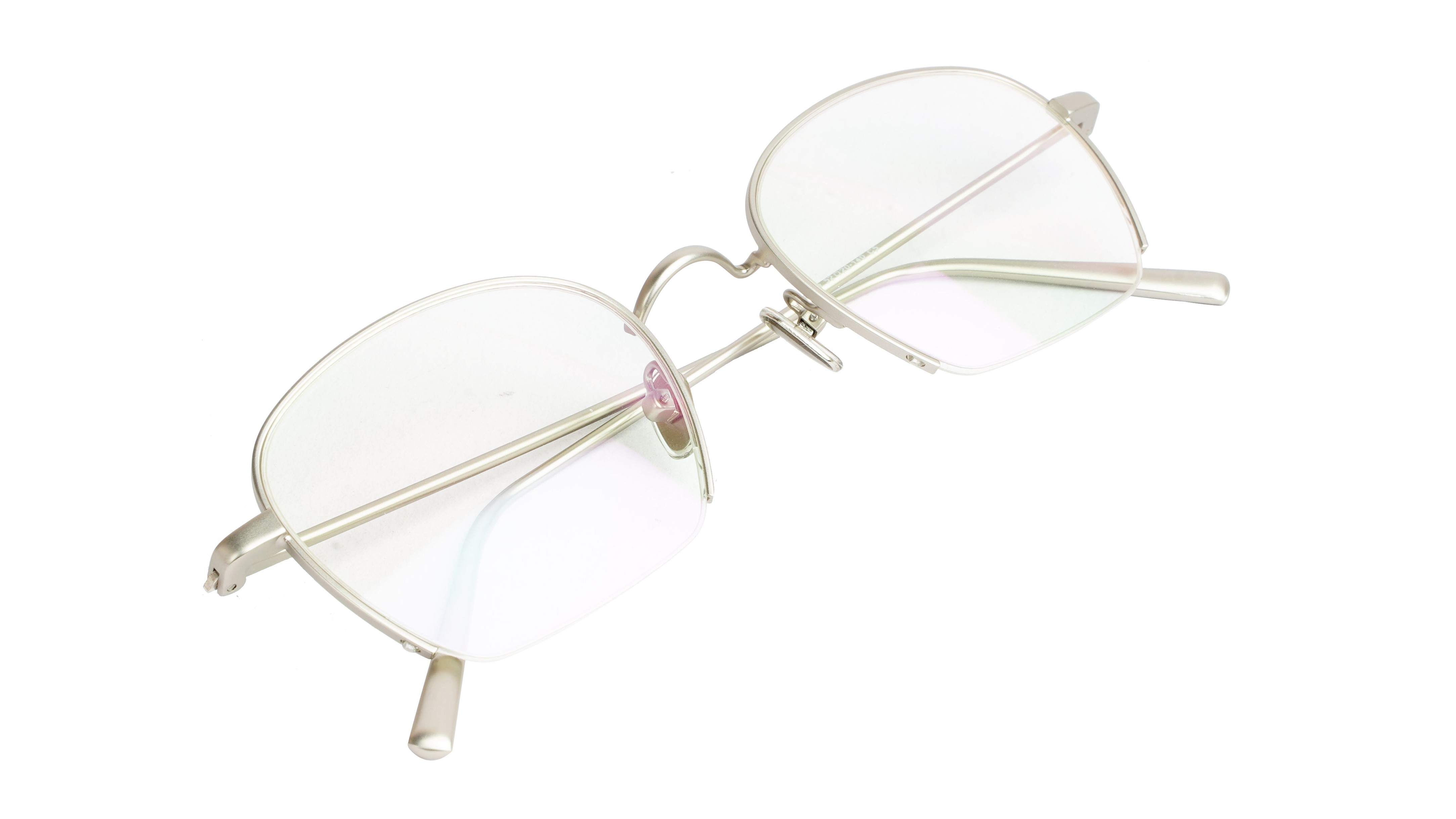 Unisex Medium Half Rim Round Spectacle Frame. Silver Frame