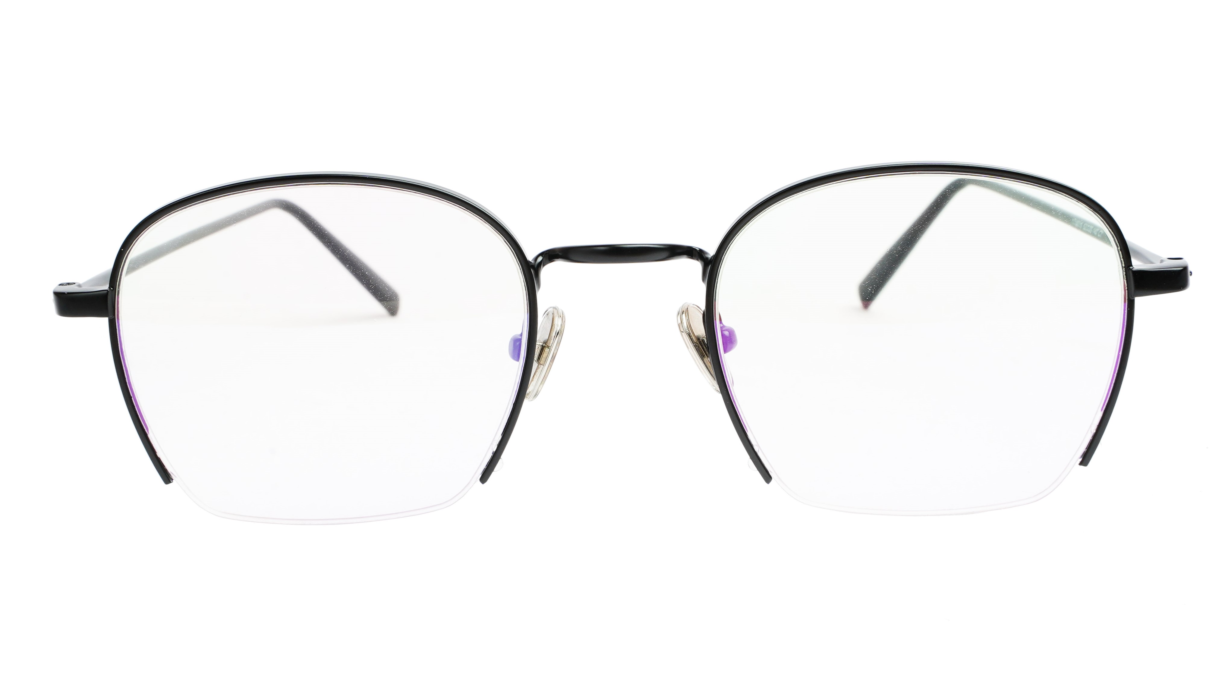 Unisex Medium Half Rim Round Spectacle Frame. Black Frame