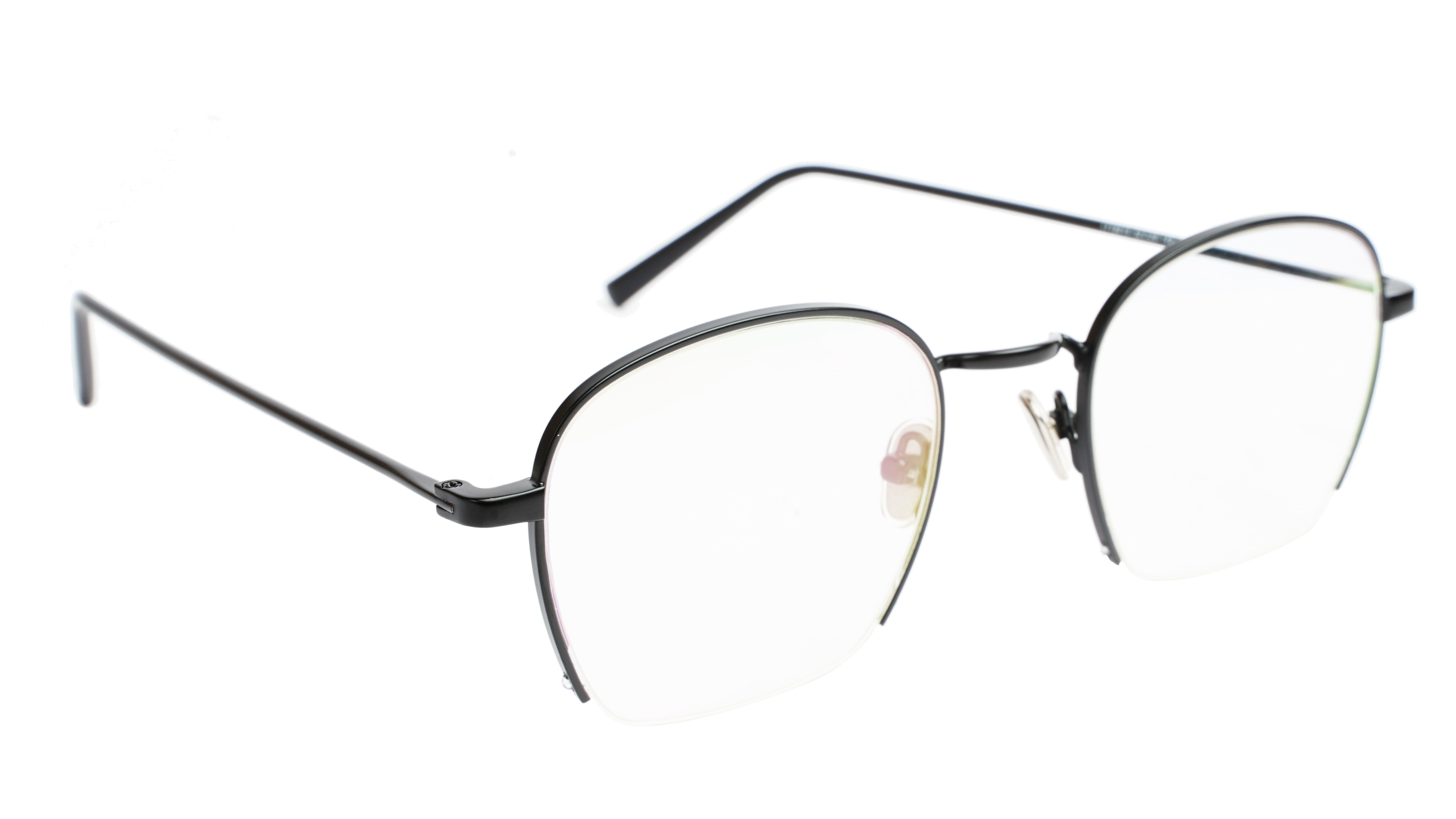 Unisex Medium Half Rim Round Spectacle Frame. Black Frame