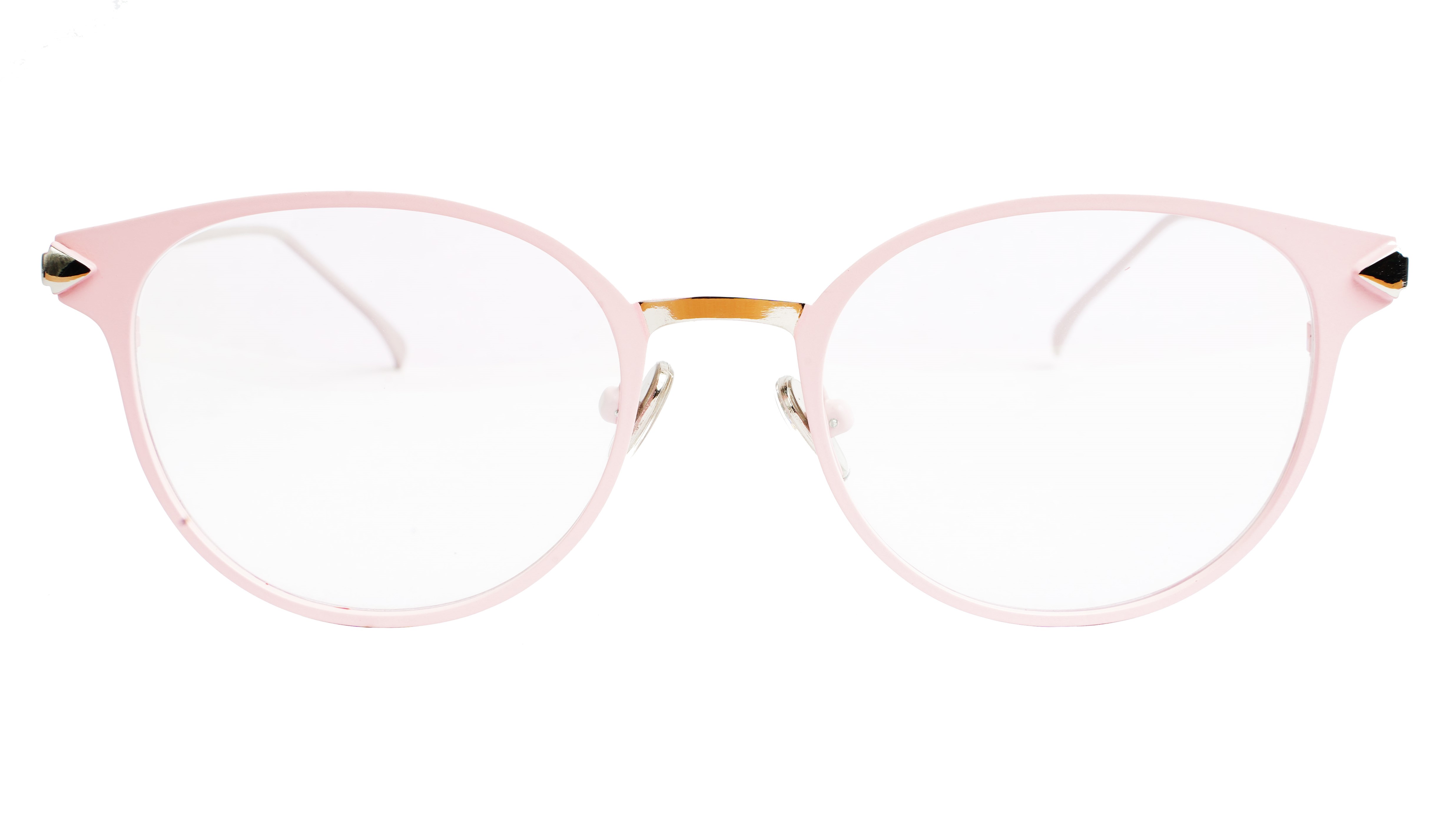 Girls & Women Round Medium Spectacle Frame. Pink & Silver Frame