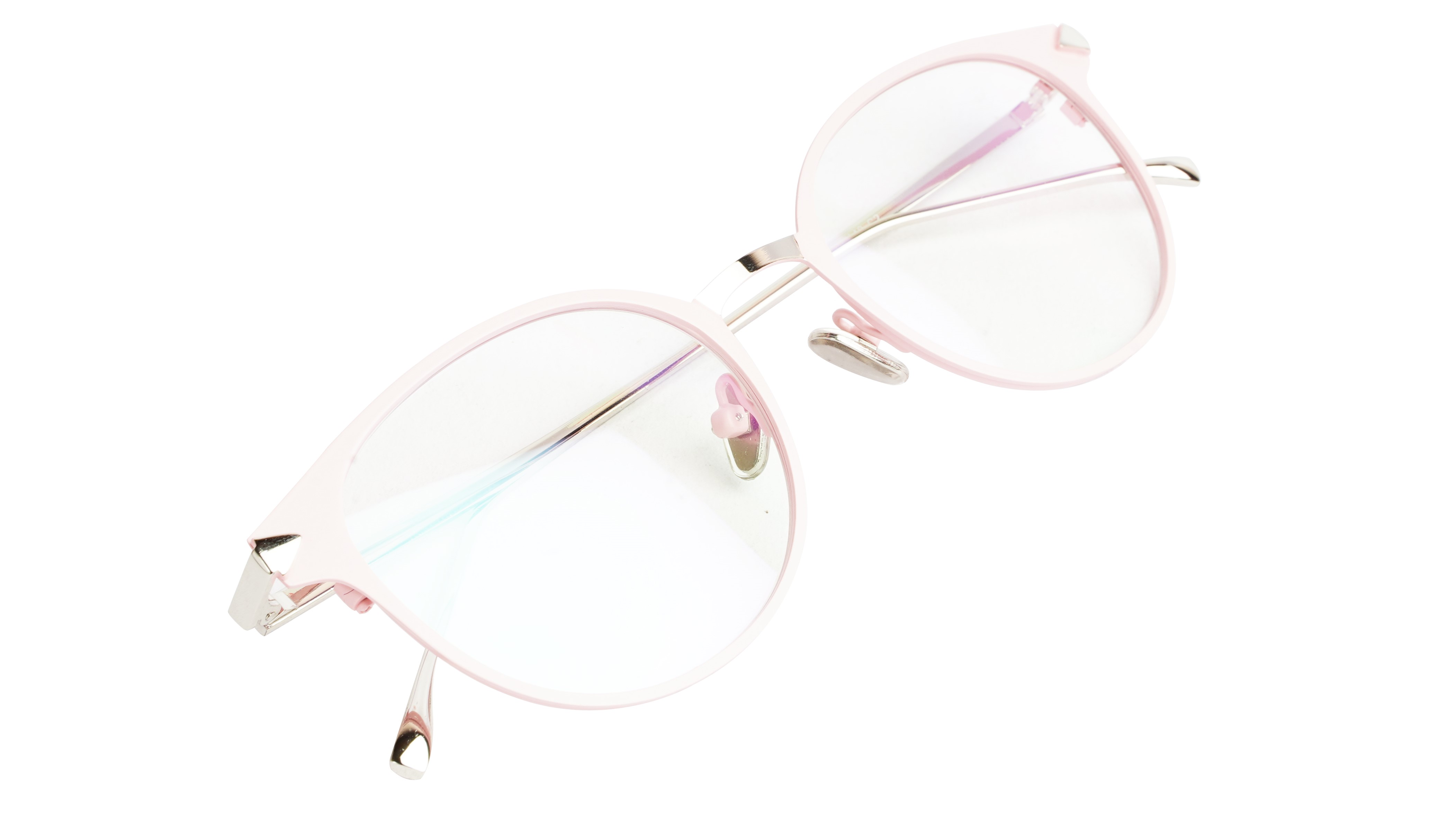 Girls & Women Round Medium Spectacle Frame. Pink & Silver Frame