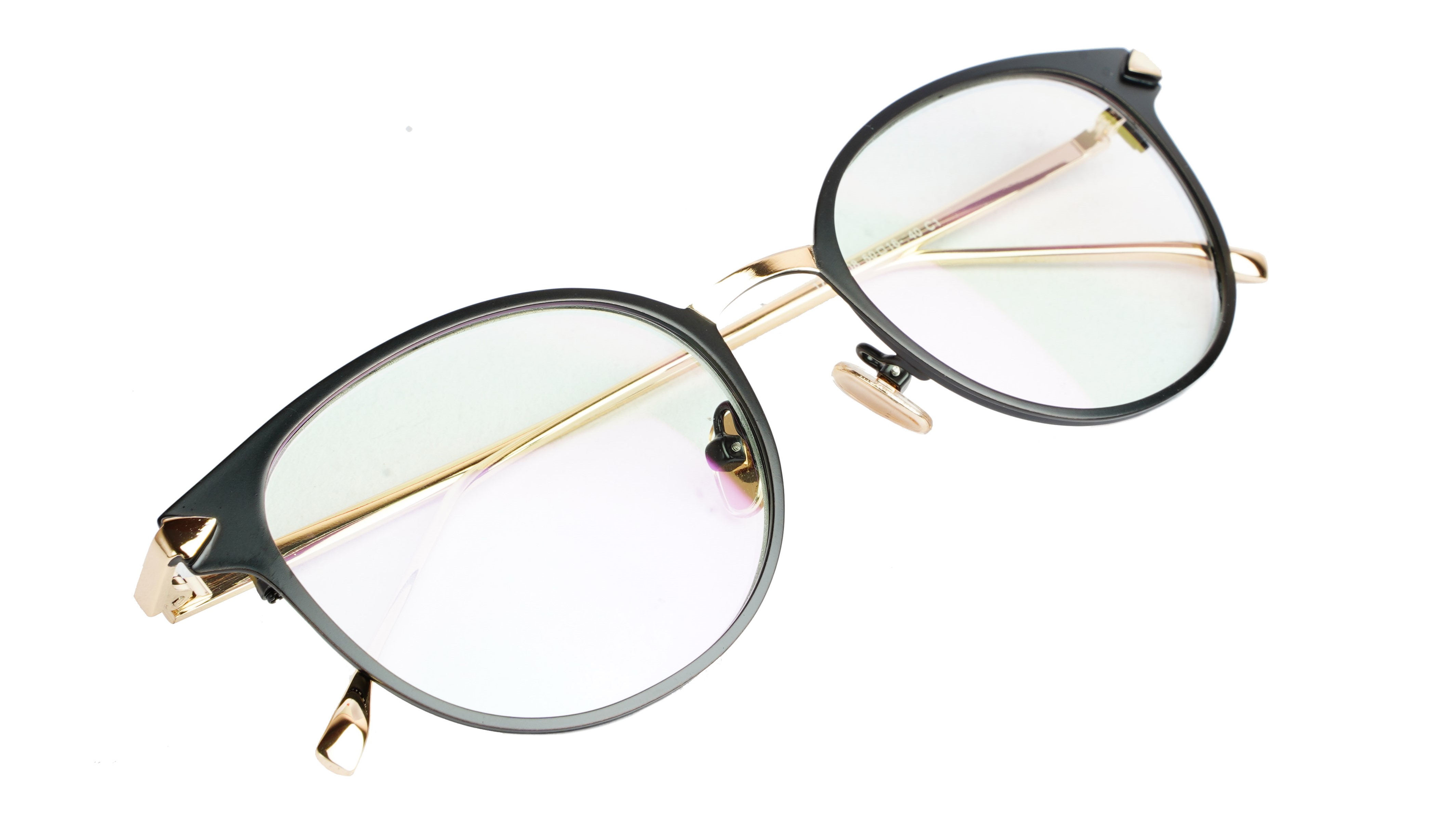 Unisex Medium Round Spectacle Frame. Black & Golden Frame