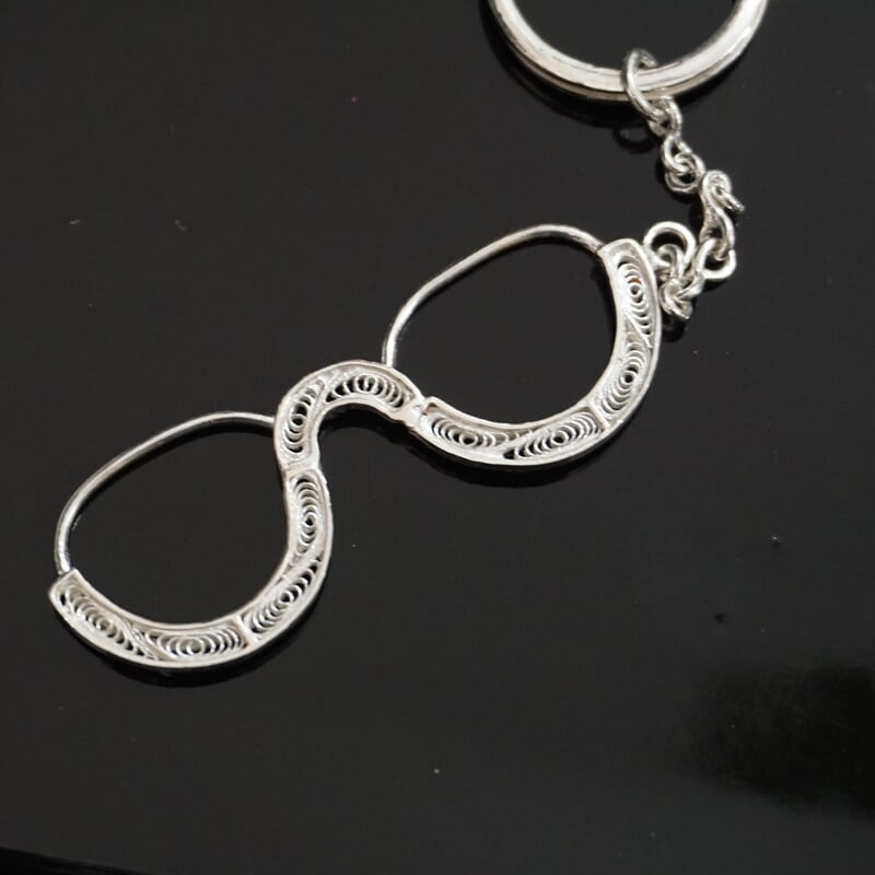 Pince-nez Sterling Silver Keychain