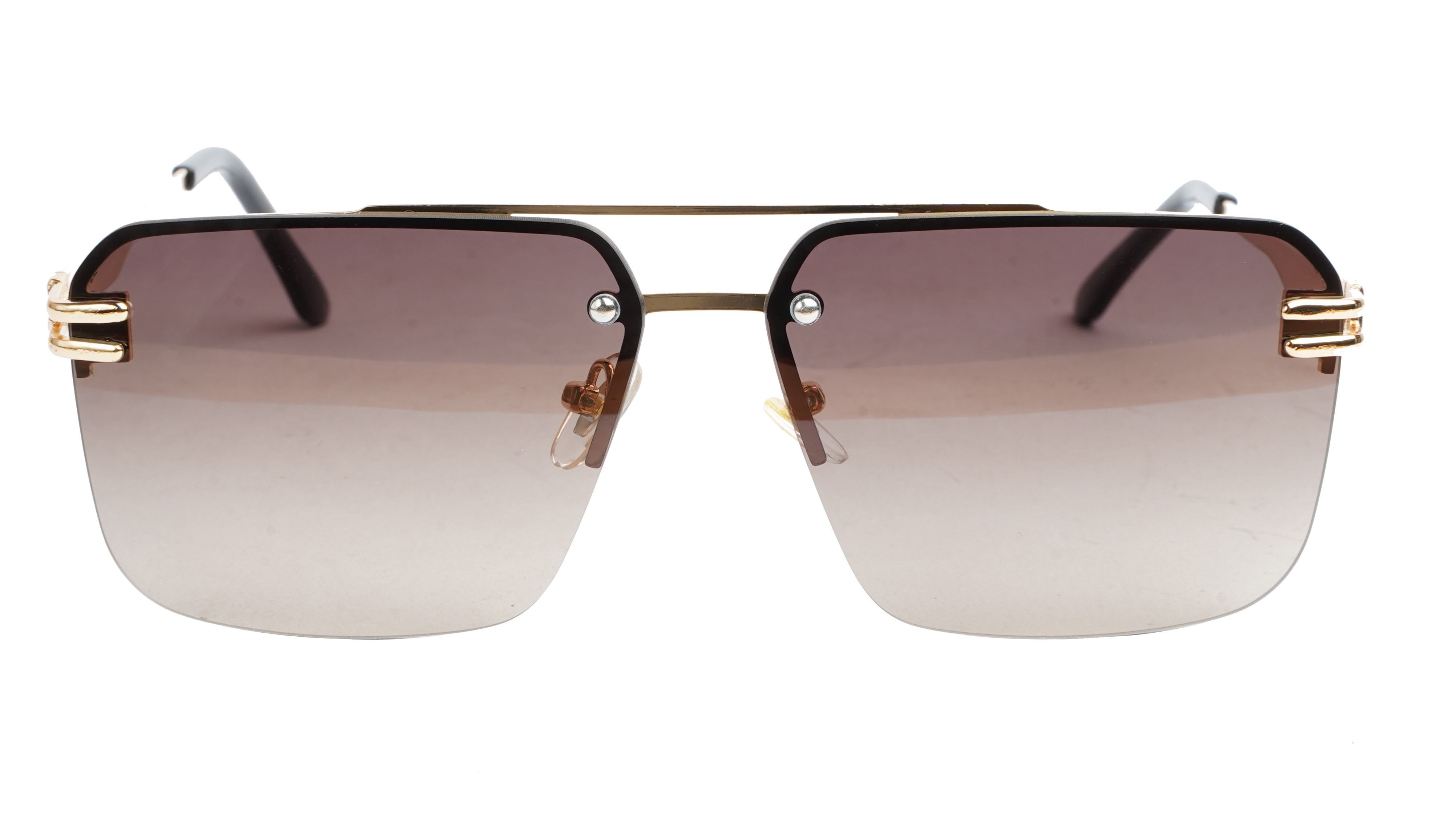 Unisex Half Rimmed Medium Rectangular Sunglasses