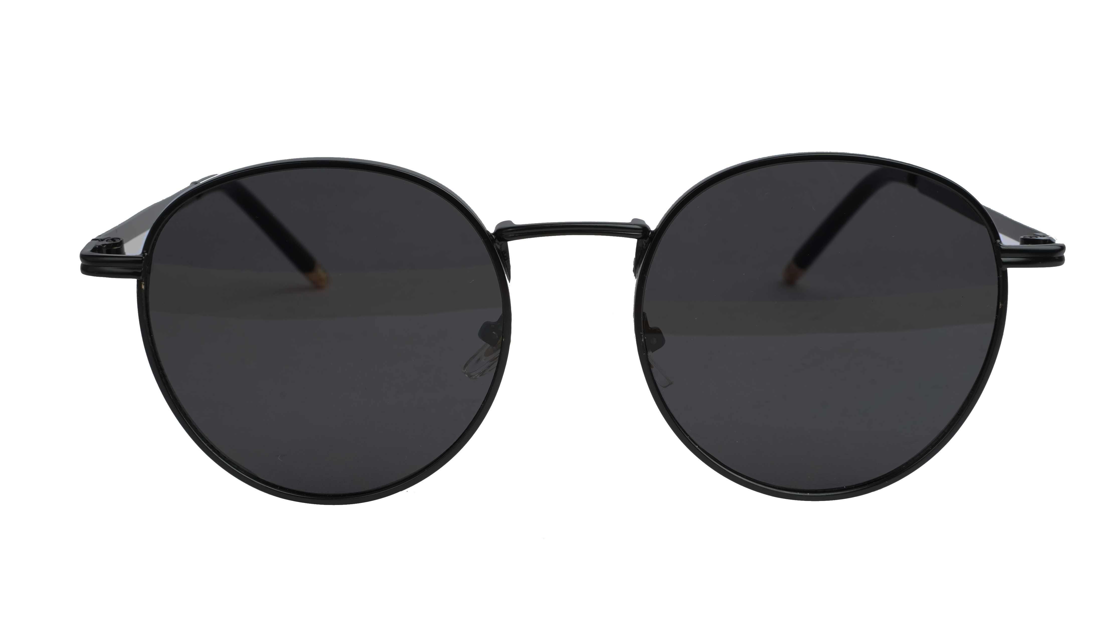 Unisex Small Round Sunglasses. Black Metal Frame.