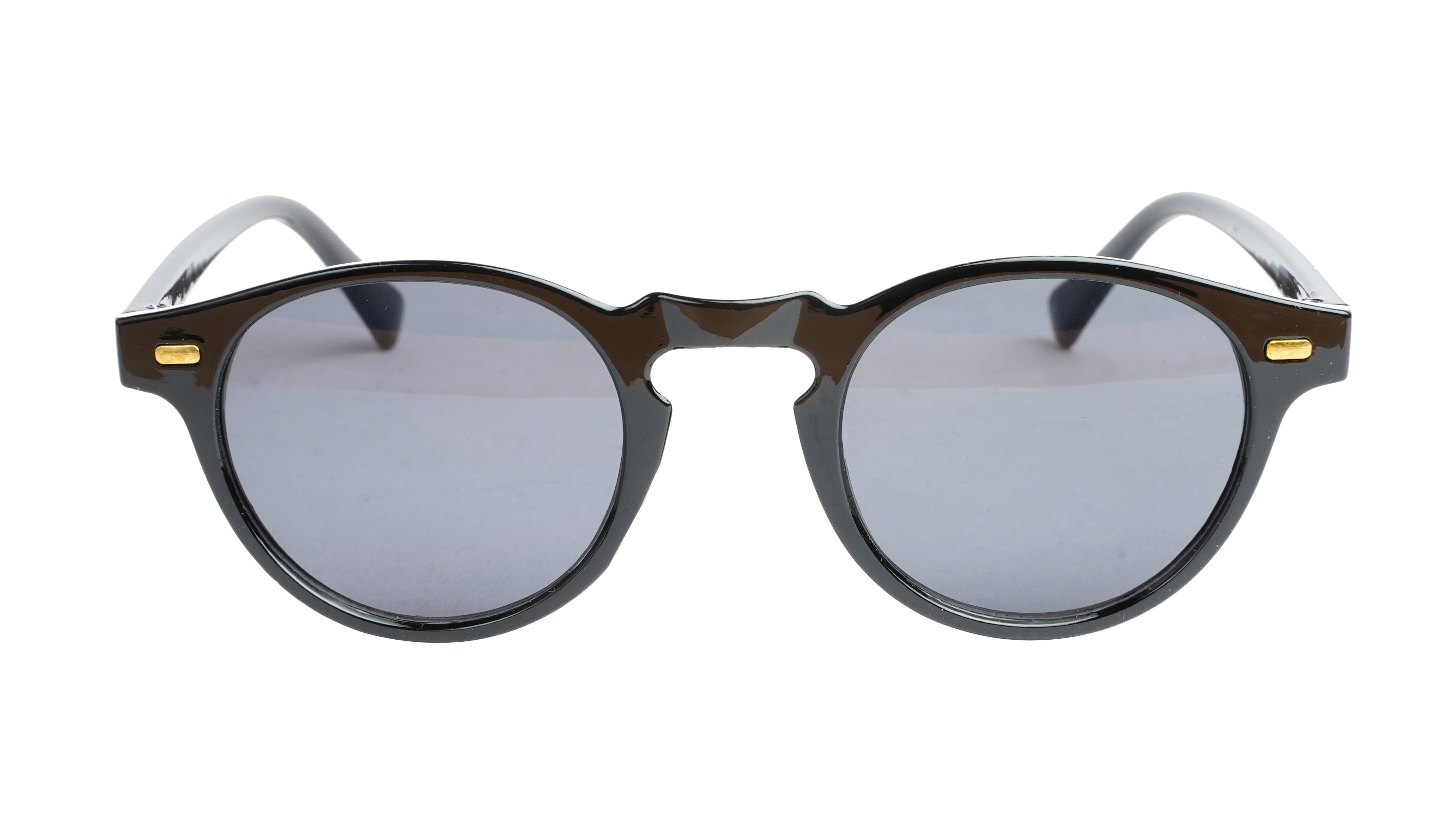 Unisex Small Round Sunglasses. Black Frame.