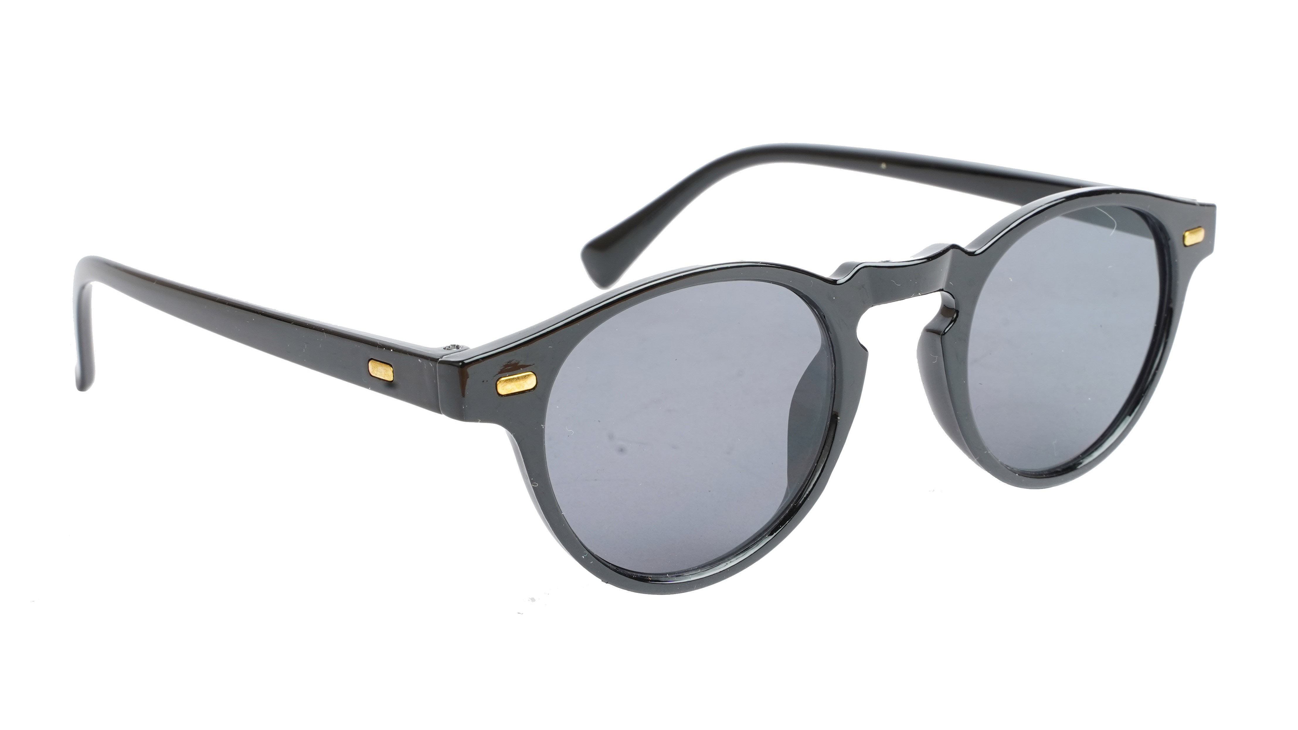 Unisex Small Round Sunglasses. Black Frame.