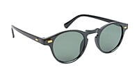 Unisex Small Round Sunglasses. Glossy Black Frame.