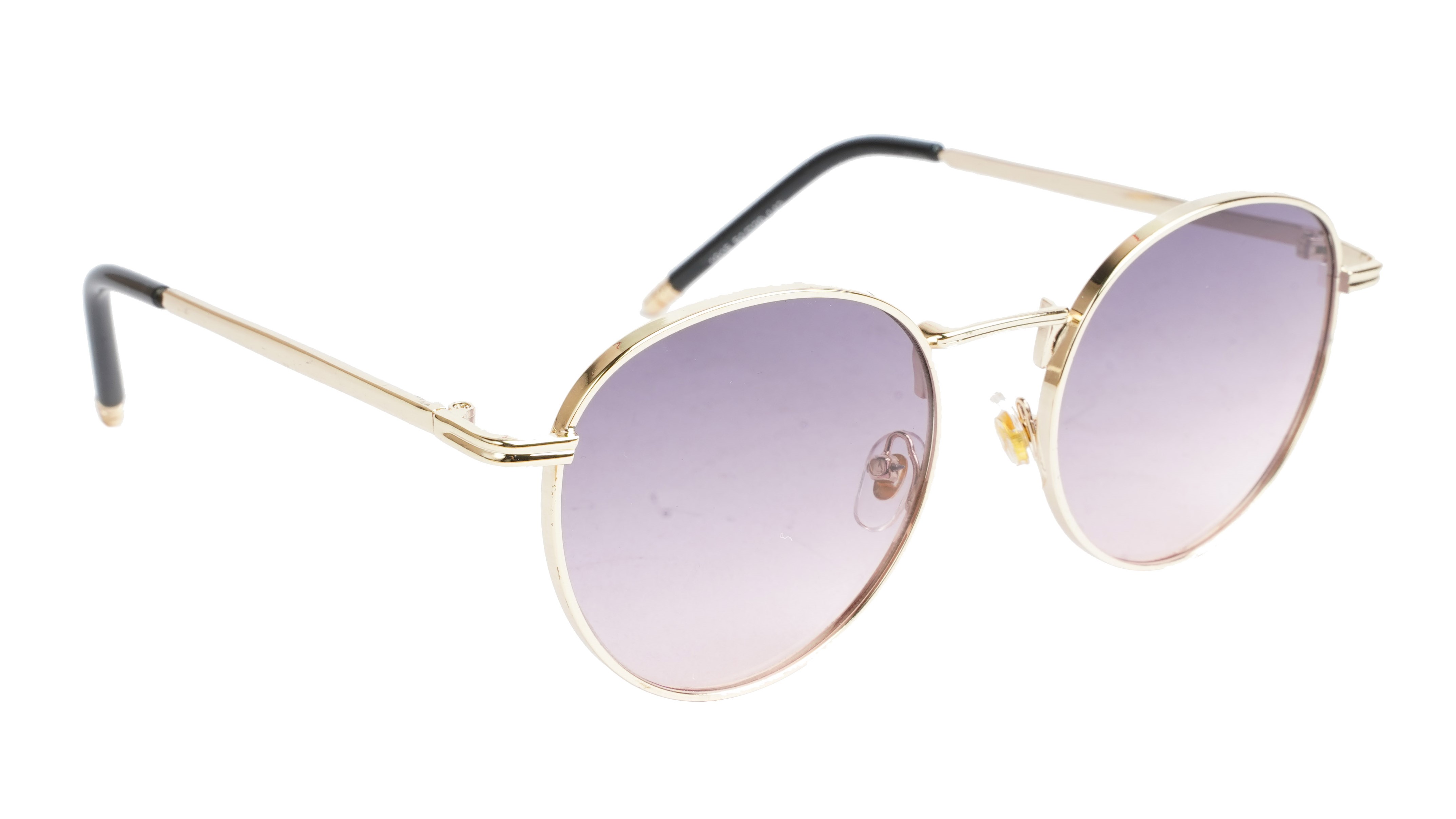 Unisex Small Round Sunglasses. Golden Metal Frame.