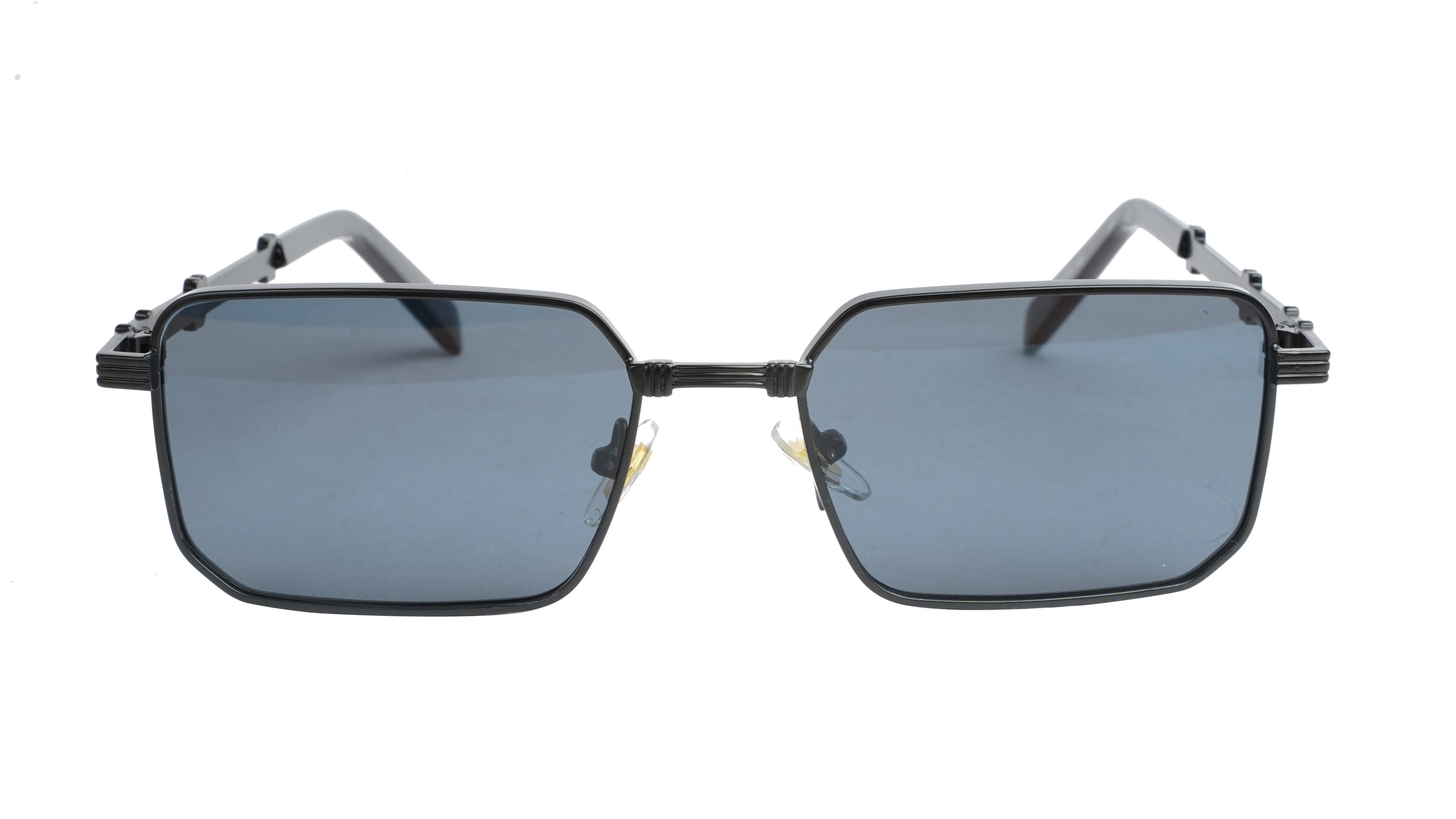 Unisex Small Rectangular Sunglasses. Black Frame. Black Lens.