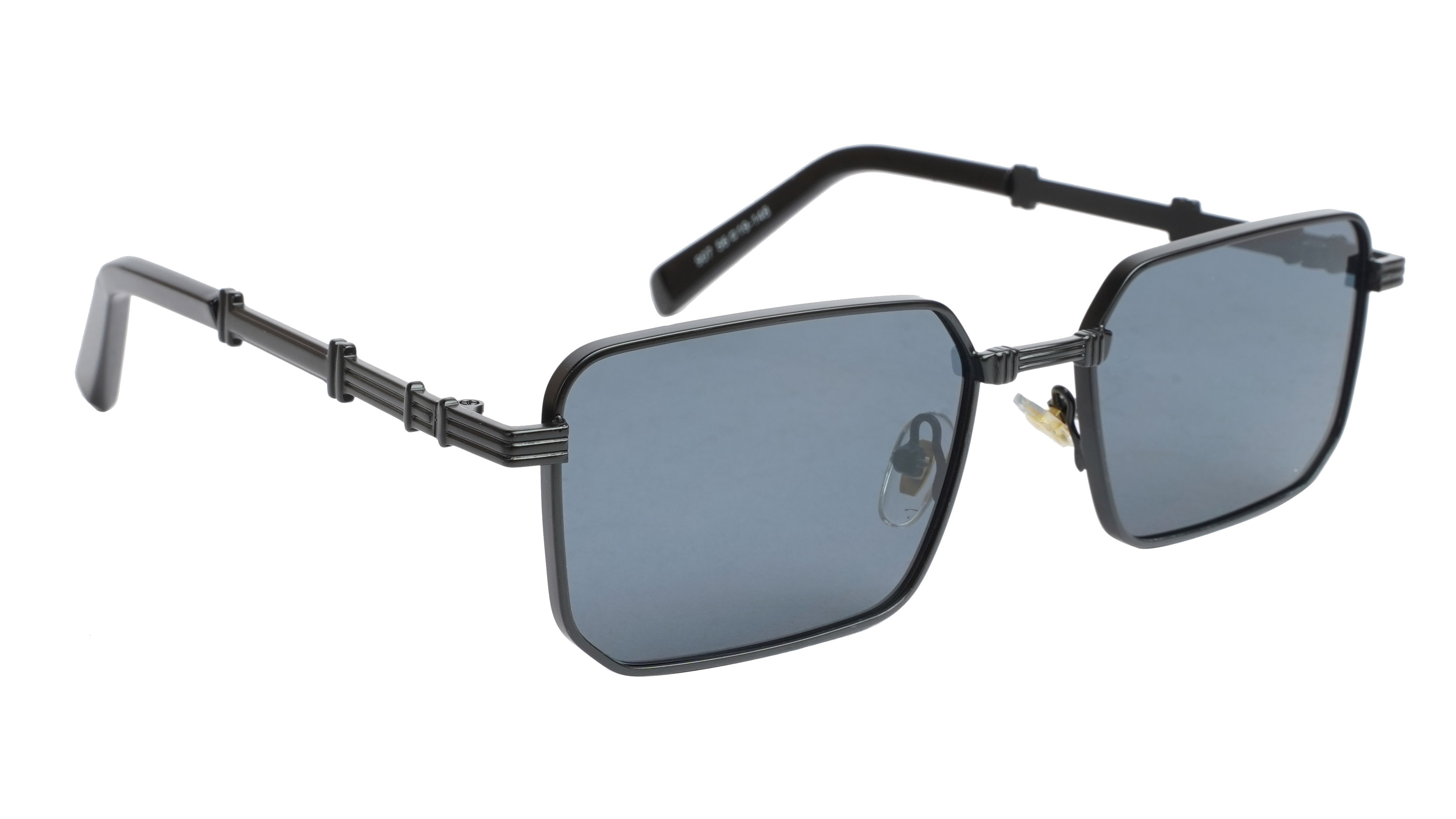 Unisex Small Rectangular Sunglasses. Black Frame. Black Lens.
