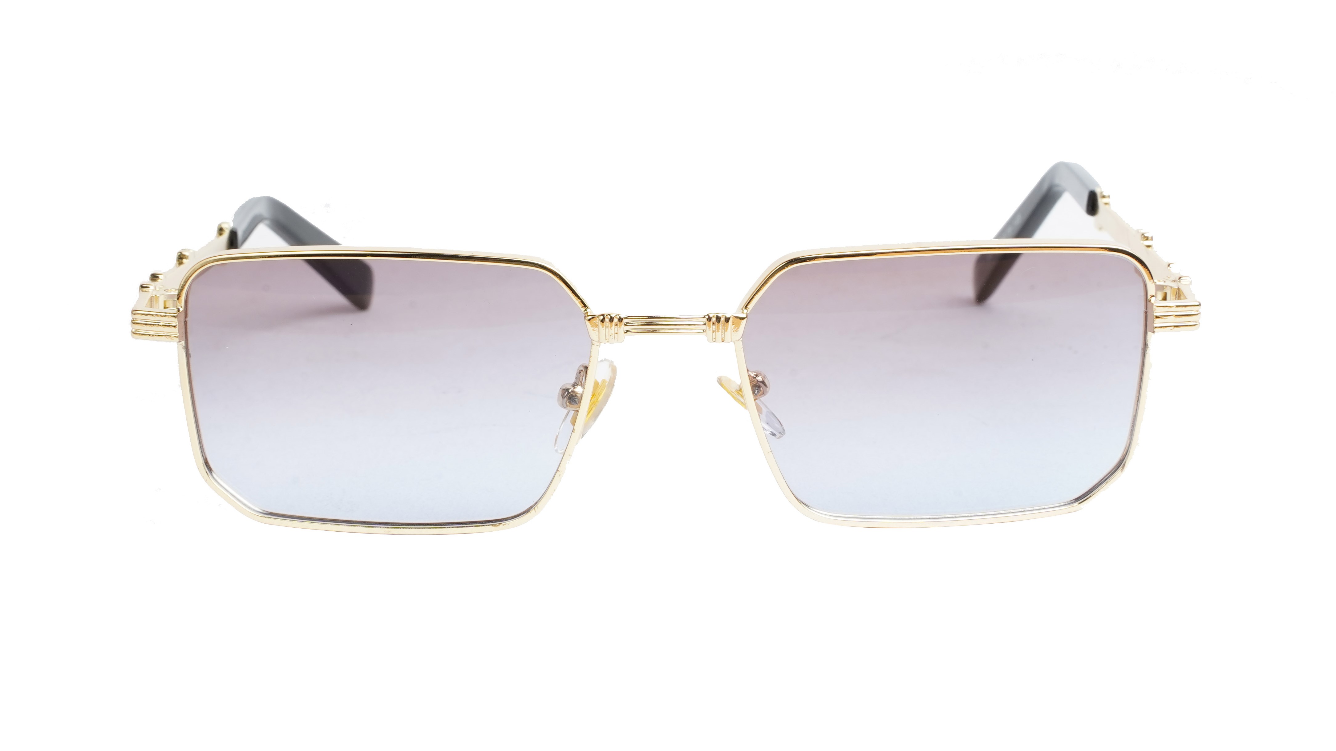 Unisex Small Rectangular Sunglasses. Golden Frame