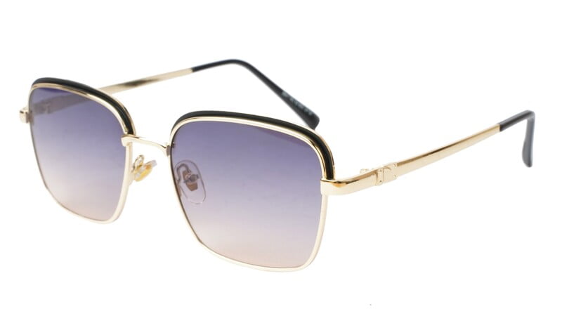 Unisex Small Square Sunglasses. Black & Golden Metal Frame Unisex Small Square Sunglasses. Black & Golden Metal Frame