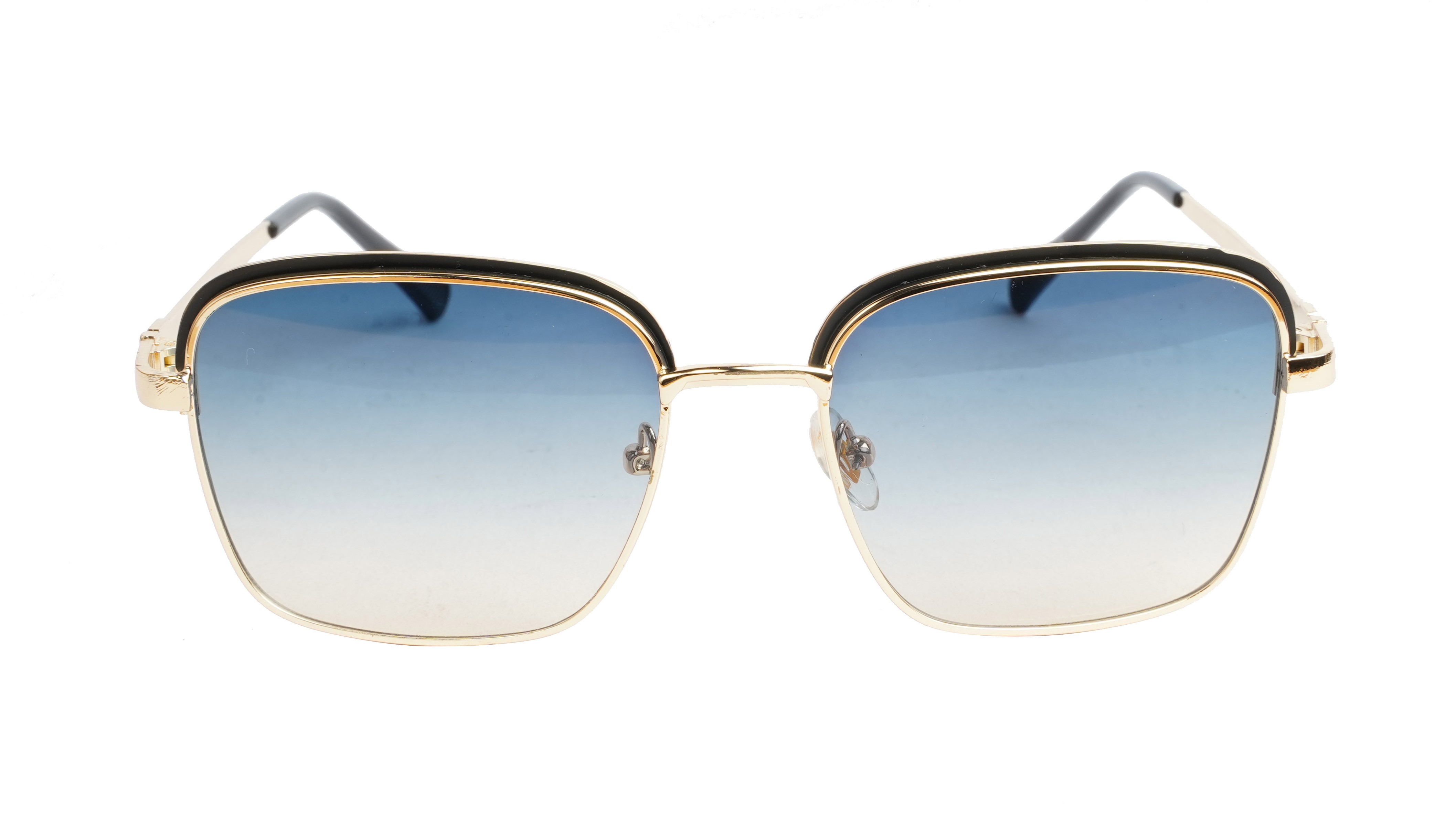 Unisex Small Square Sunglasses. Golden& Black Metal Frame