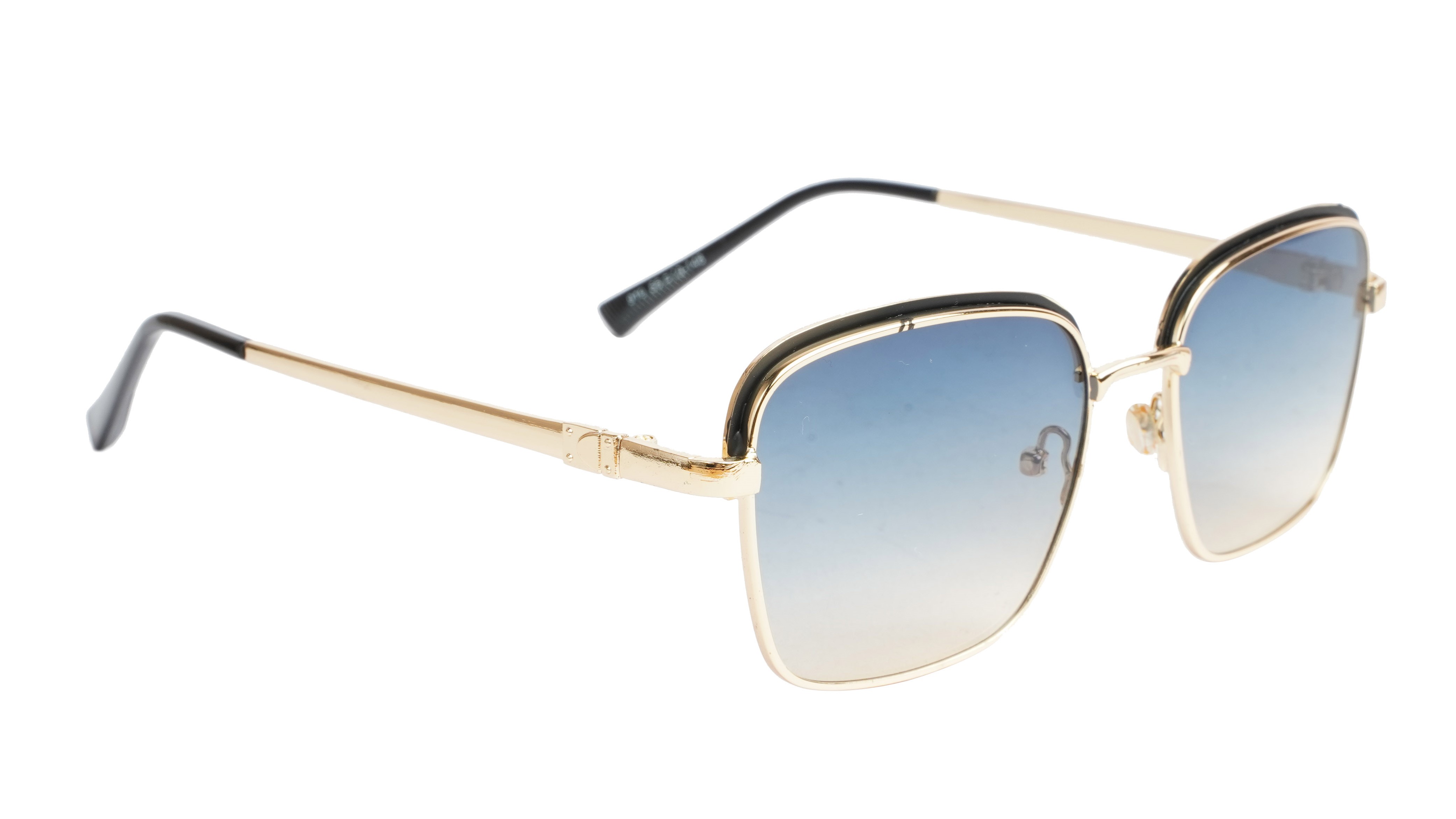 Unisex Small Square Sunglasses. Golden& Black Metal Frame