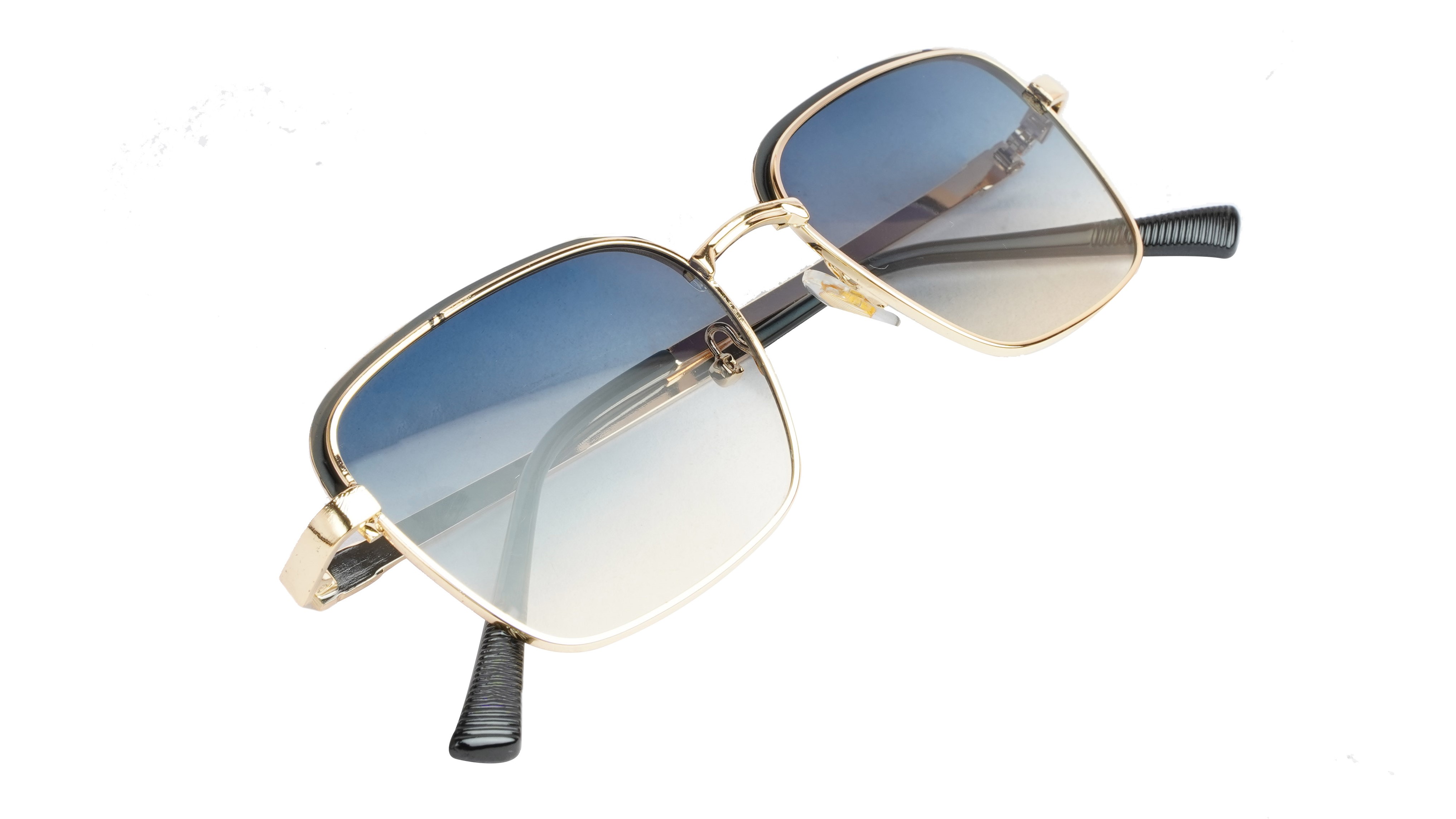 Unisex Small Square Sunglasses. Golden& Black Metal Frame