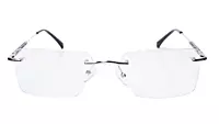 Soigné Unisex Medium Rectangular Rimless Spectacle Frame.Silver&Black