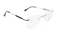 Soigné Unisex Medium Rectangular Rimless Spectacle Frame.Golden&Blue