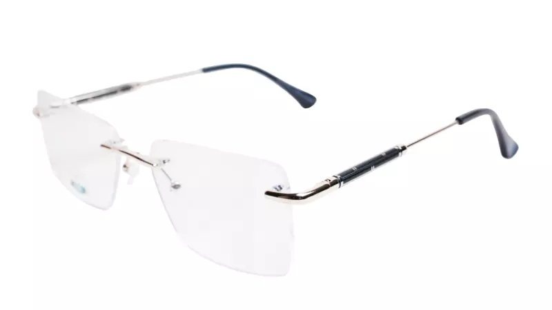 Soigné Unisex Medium Rectangular Rimless Spectacle Frame.Golden&Blue