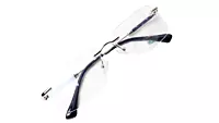 Soigné Unisex Medium Rectangular Rimless Spectacle Frame.Golden&Blue