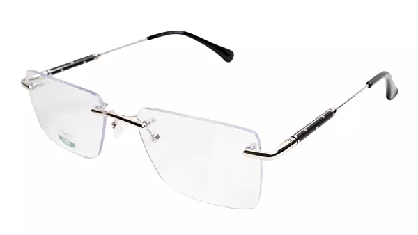Soigné Unisex Medium Rectangular Rimless Spectacle Frame.Gold&Black