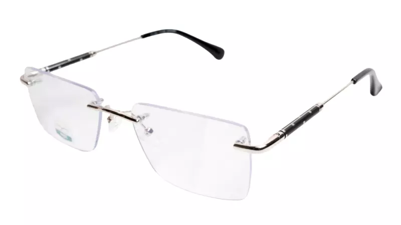 Soigné Unisex Medium Rectangular Rimless Spectacle Frame.Gold&Black
