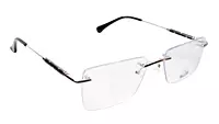 Soigné Unisex Medium Rectangular Rimless Spectacle Frame.Gold&Black