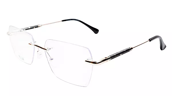 Soigné Unisex Medium Rectangular Rimless Spectacle Frame.Golden&Black